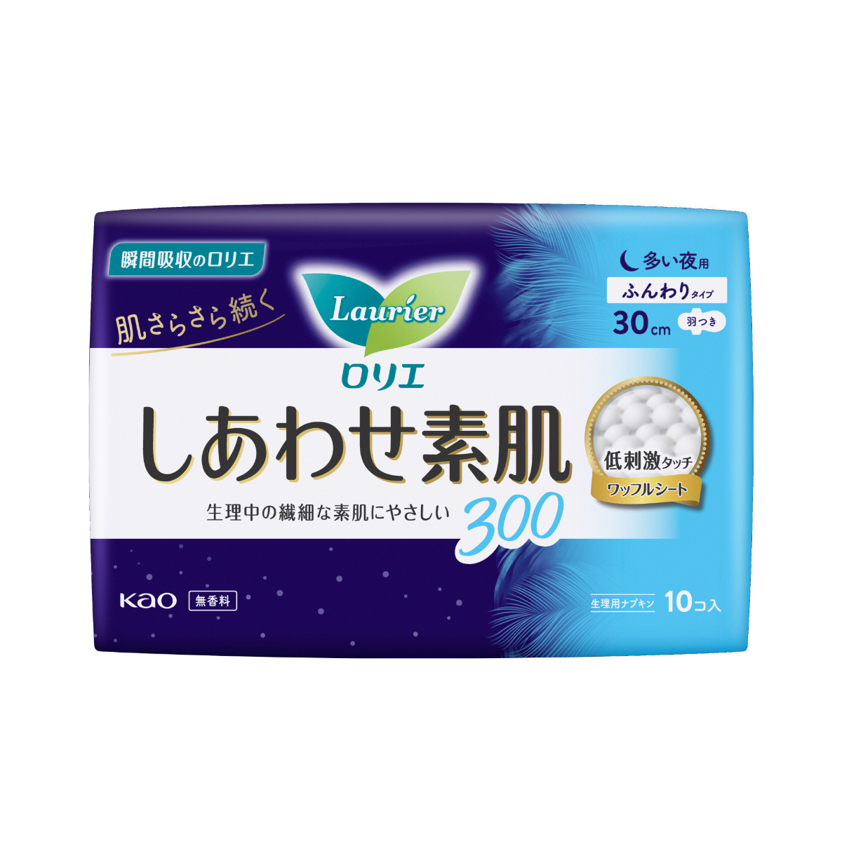 ロリエ しあわせ素肌 多い夜用 300 羽つき 10コ