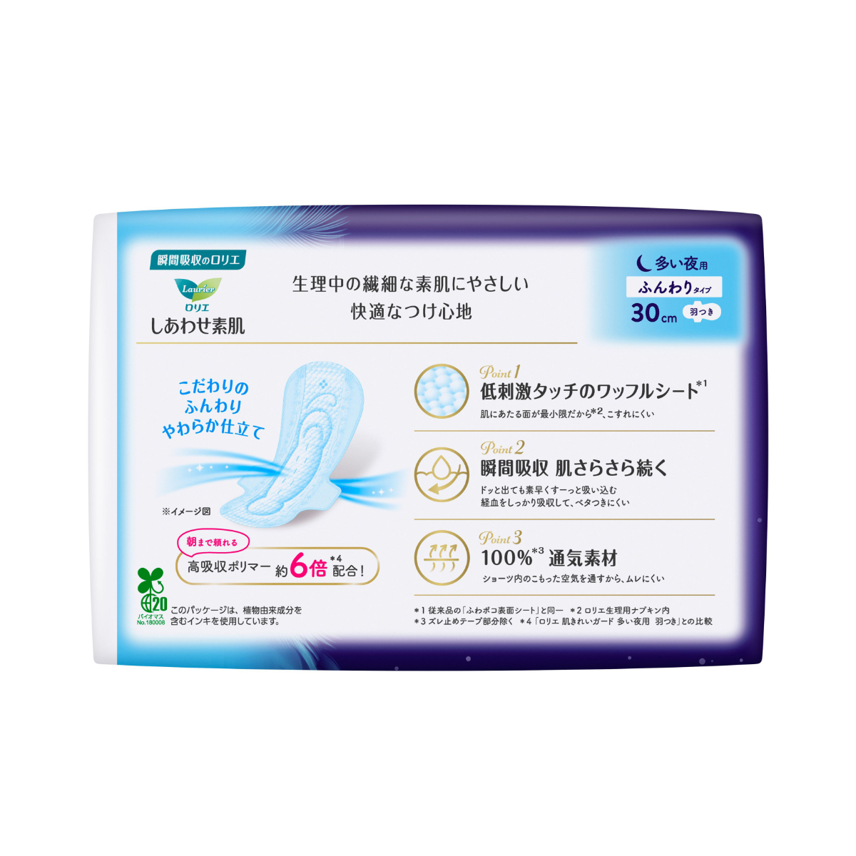 ロリエ しあわせ素肌 多い夜用 300 羽つき 10コ