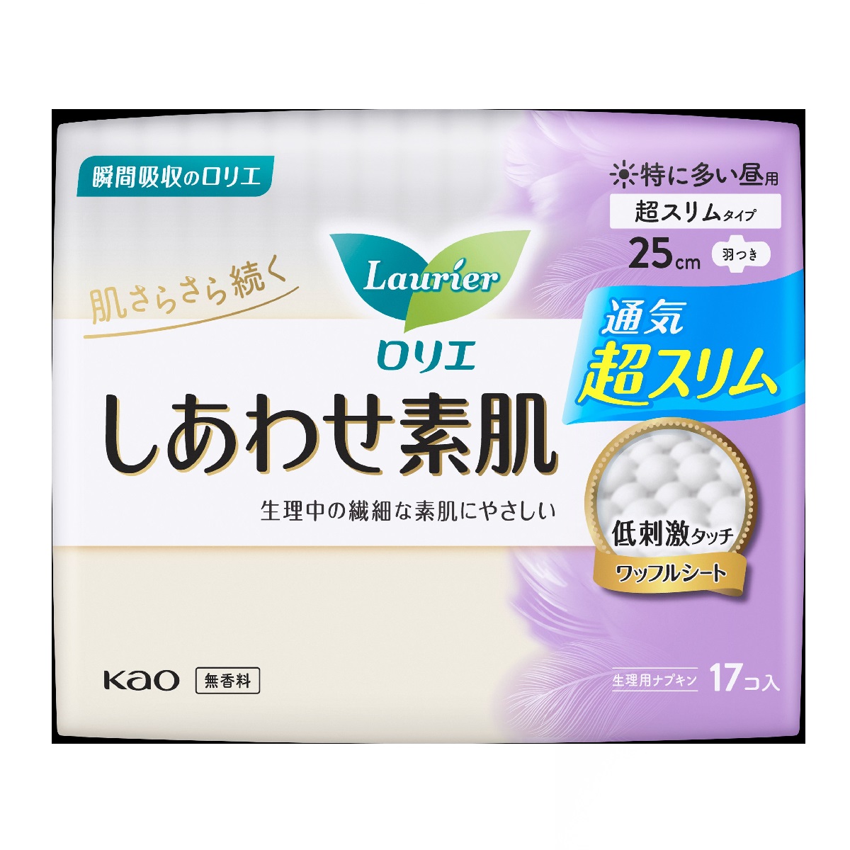 ロリエ しあわせ素肌 通気超スリム 特に多い昼用 羽つき 17コ