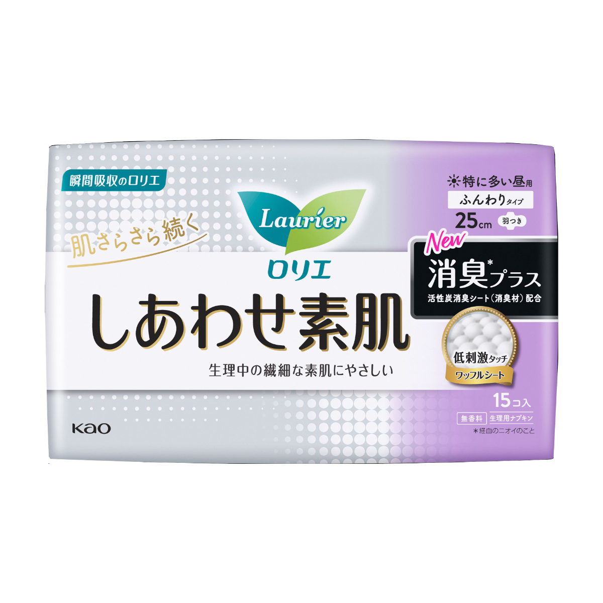 ロリエ しあわせ素肌 消臭プラス 特に多い昼用羽つき 15コ