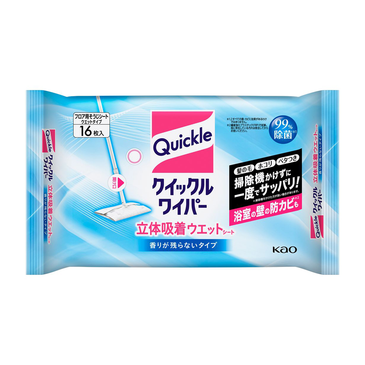 クイックルワイパー　立体吸着ウエットシート　香りが残らないタイプ　１６枚入