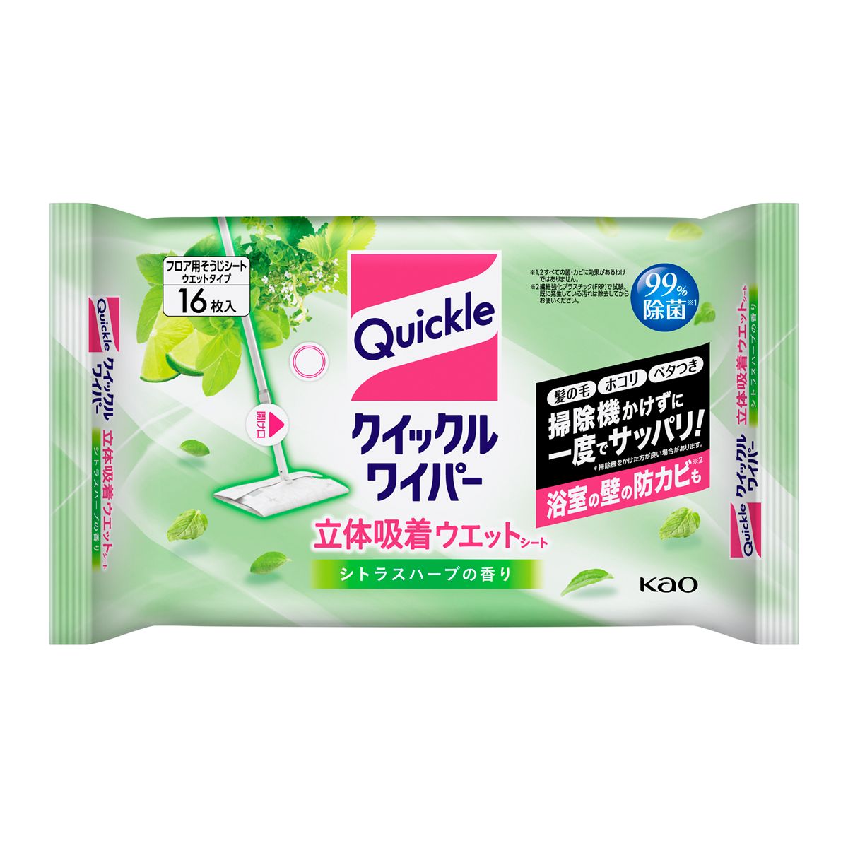 クイックルワイパー　立体吸着ウエットシート　シトラスハーブの香り　１６枚入