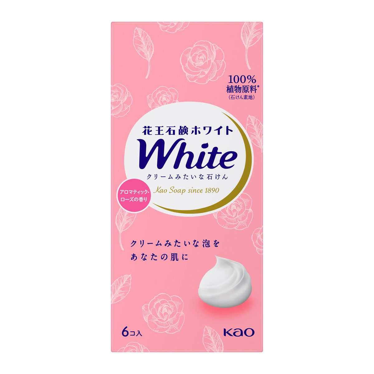 花王石鹸ホワイト　アロマティック・ローズの香り　普通サイズ　６コ箱