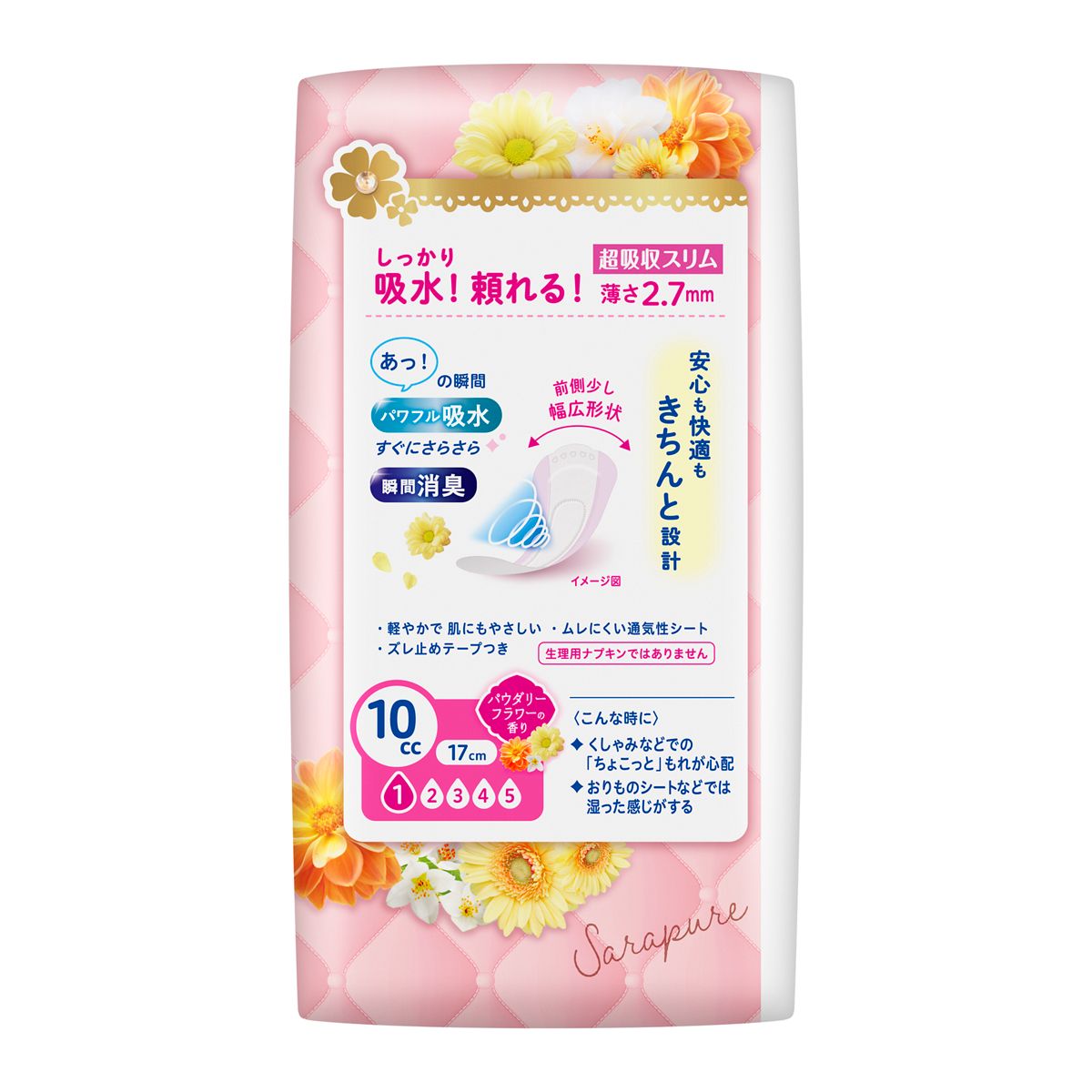 ロリエさらピュア吸水　超吸収スリム　１０ｃｃパウダリーフラワーの香り３６枚