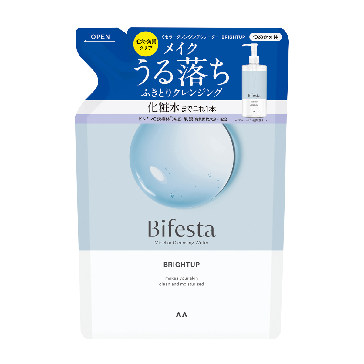 ビフェスタ　ミセラークレンジングウォーター　ブライトアップ　つめかえ用