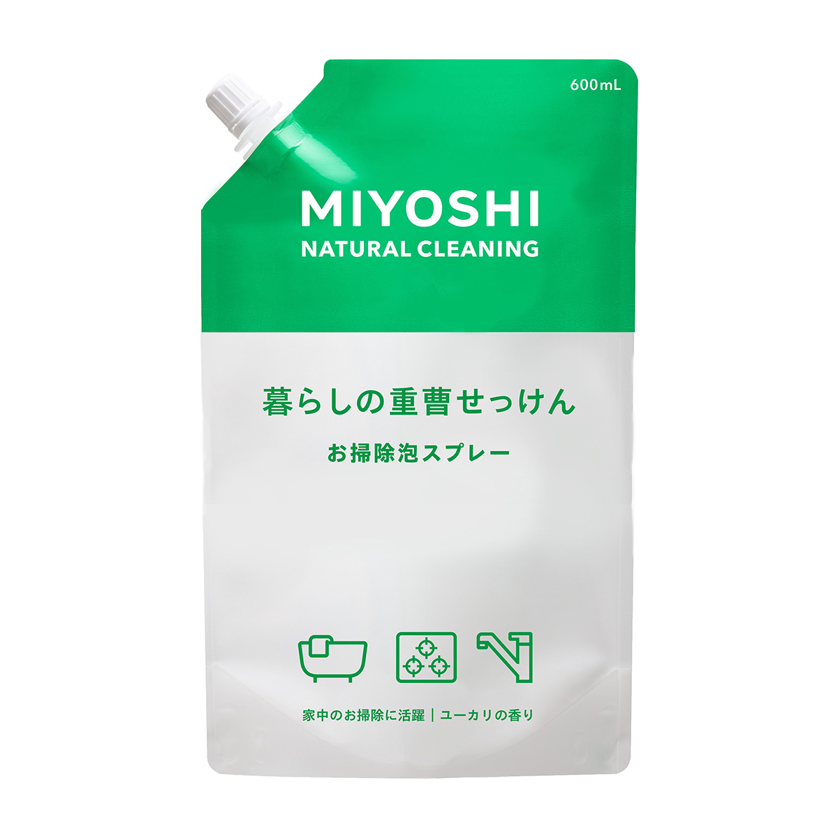 暮らしの重曹せっけん 泡スプレー スパウト　600ｍｌ　爽やかユーカリの香り