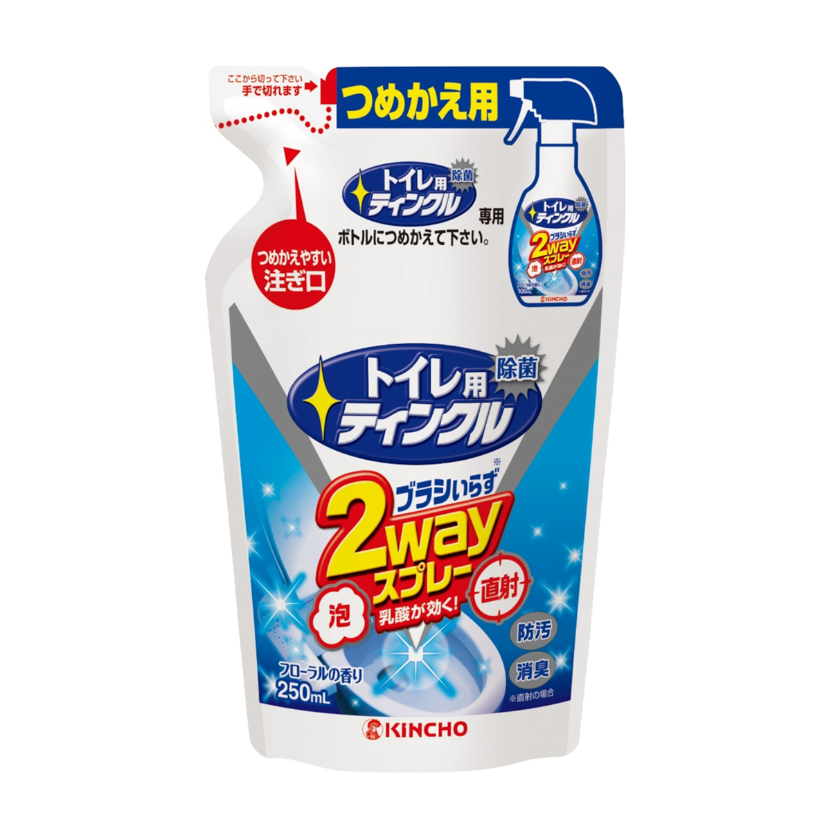 トイレ用ティンクル 直射・泡 2wayスプレー つめかえ用 250mL