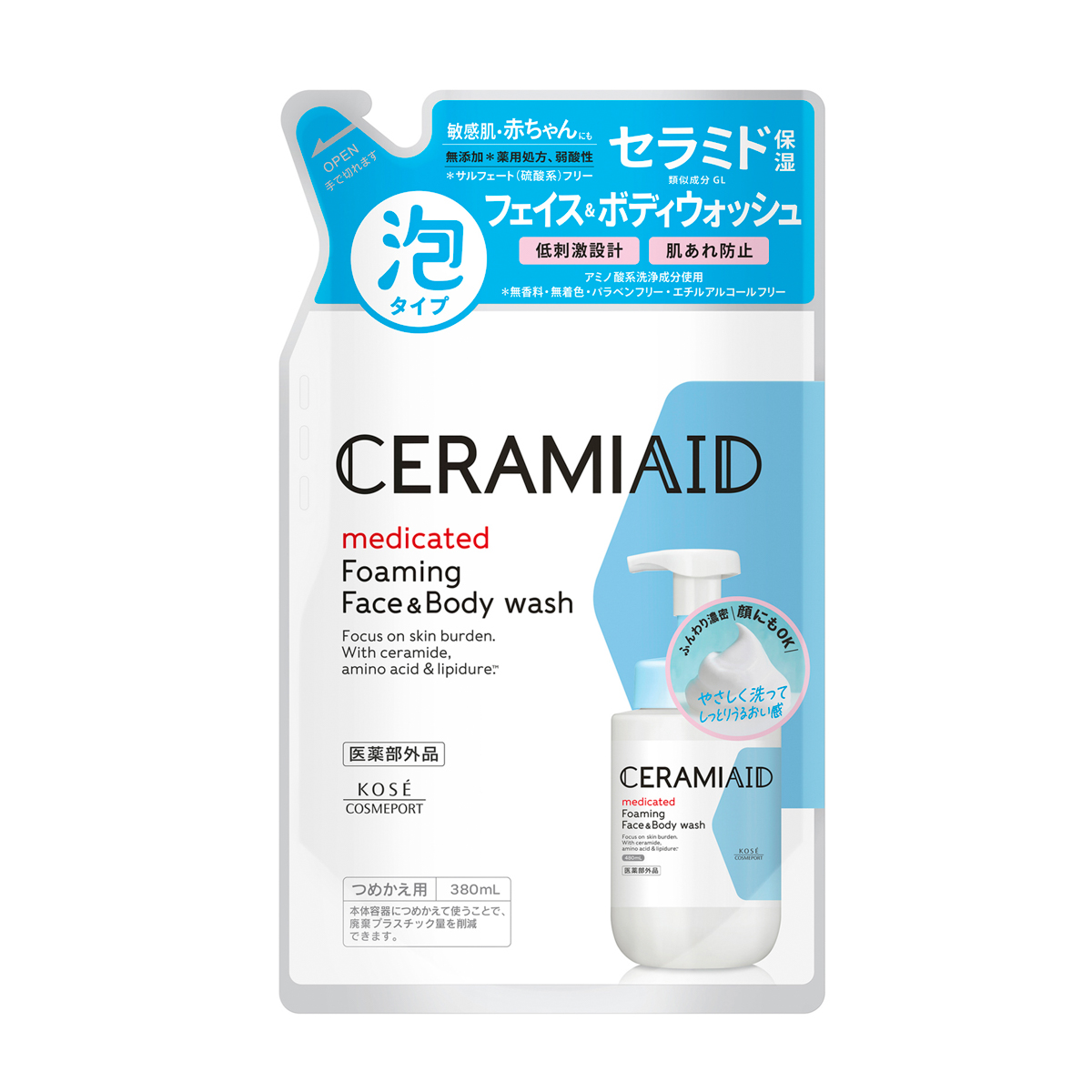 セラミエイド　薬用　フェイス＆ボディウォッシュ　つめかえ 380ml