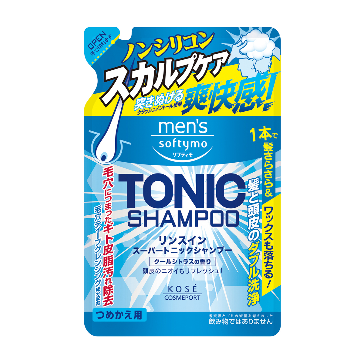 メンズ　ソフティモ　リンスイン　スーパートニックシャンプー　つめかえ用　400ｍｌ