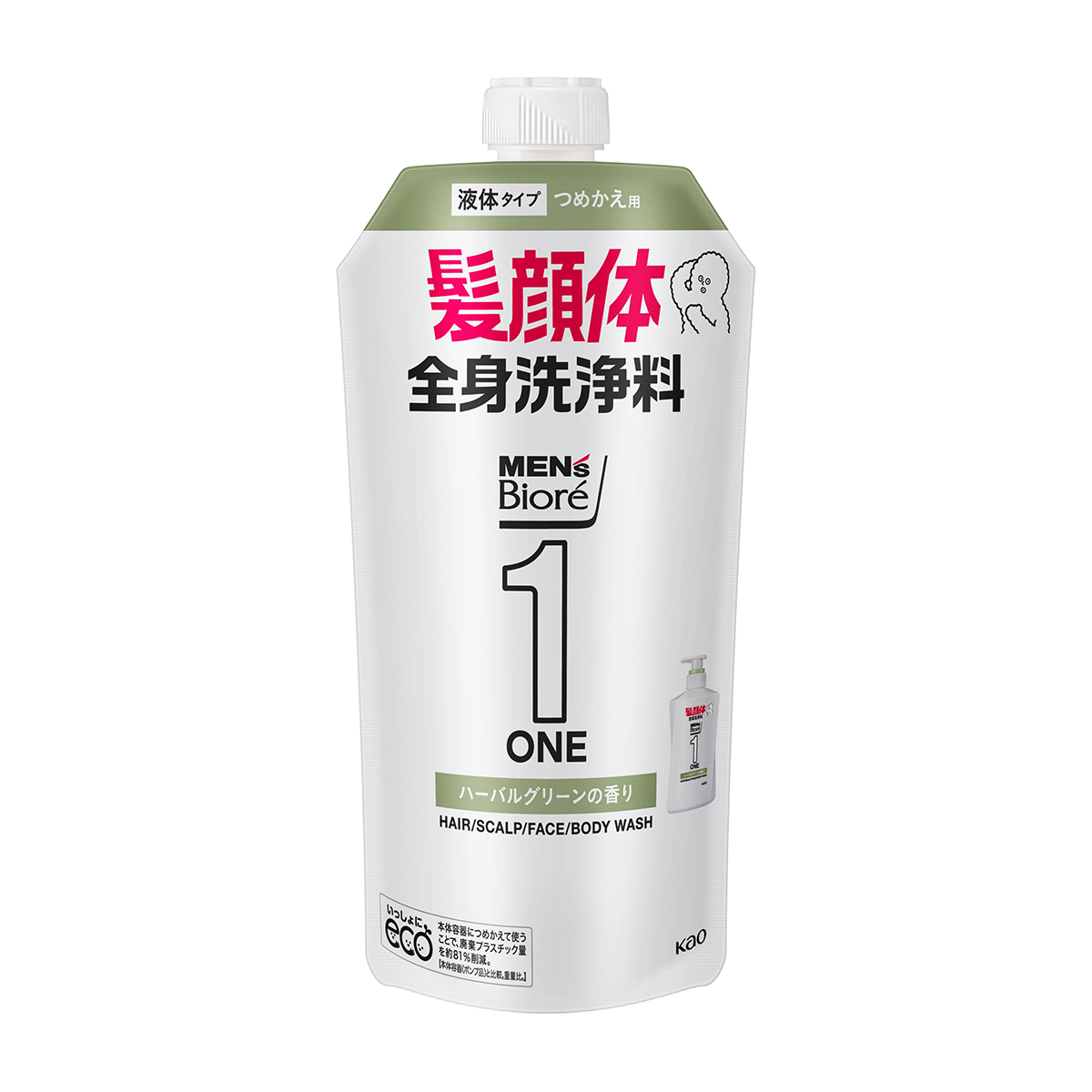 Ｍビオレワン　オールインワン全身洗浄料　ハーバルグリーンの香り　つめかえ用　340ml