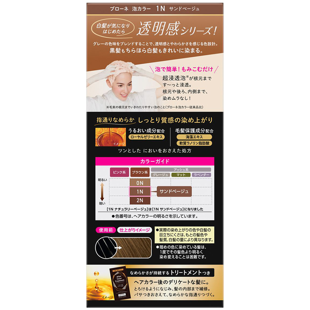 ブローネ泡カラー　1N　サンドベージュ