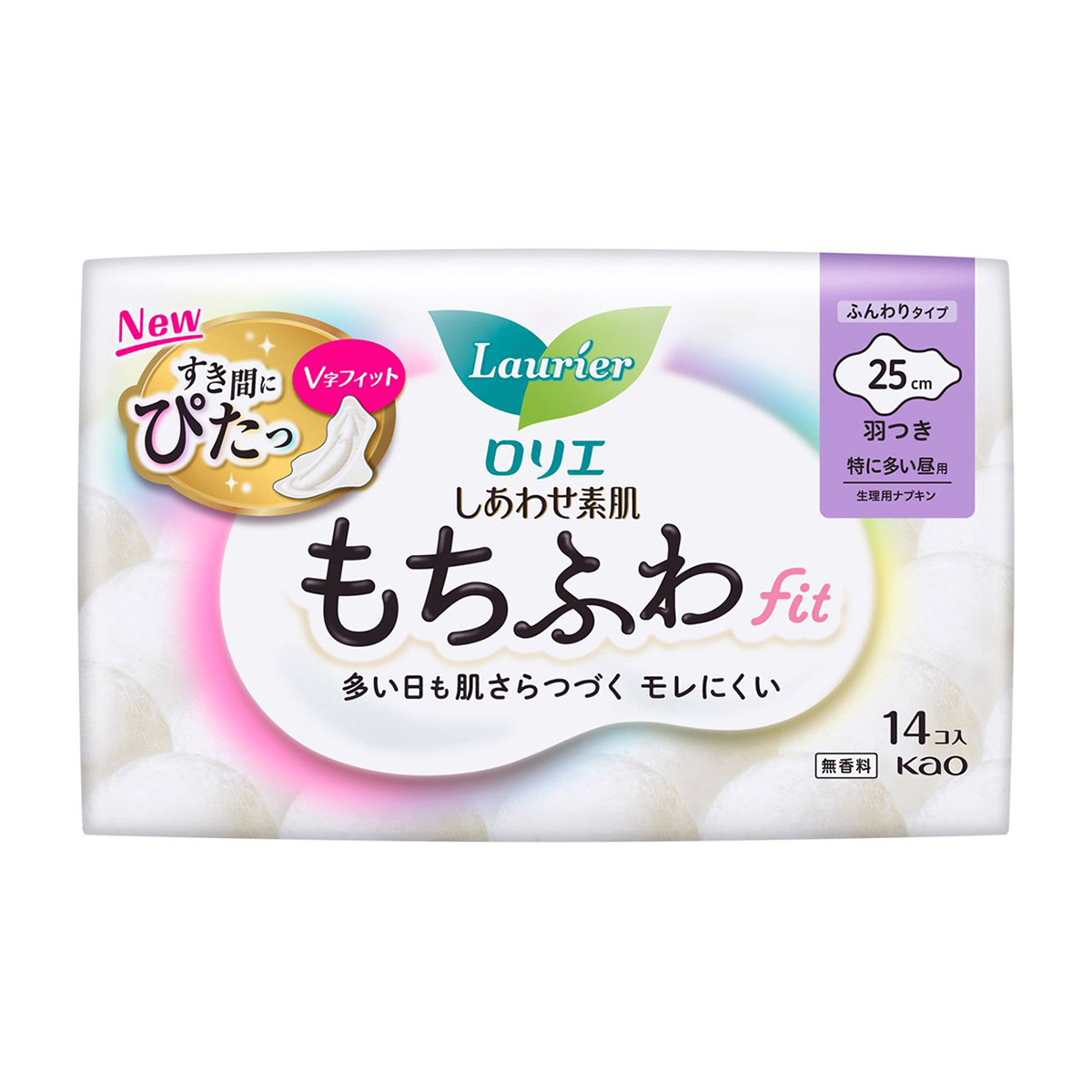 ロリエしあわせ素肌もちふわｆｉｔ　特に多い昼用25cm　羽つき14個入