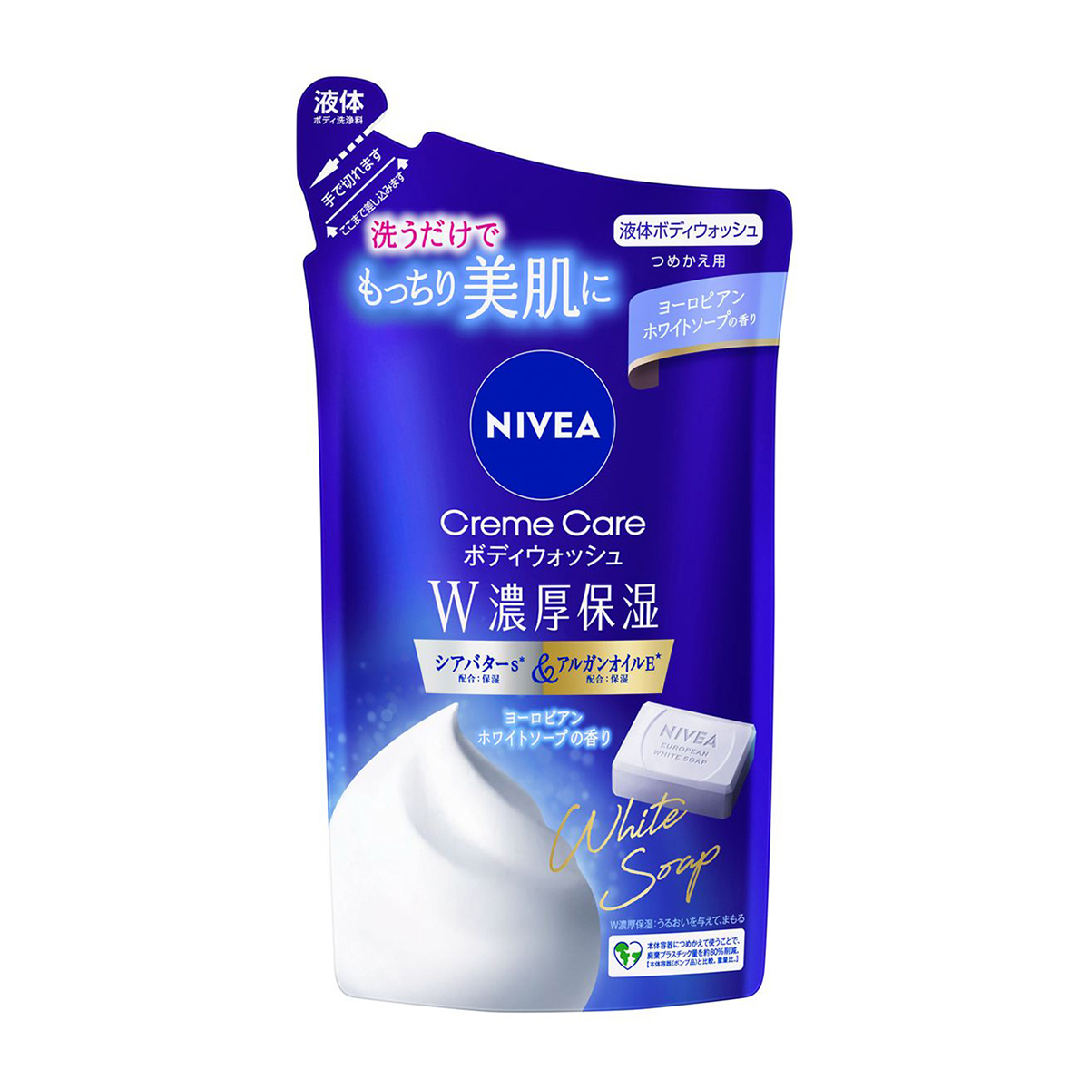 ニベア　クリームケアボディウォッシュ　W濃厚保湿　ヨーロピアンホワイトソープの香り　つめかえ用　３４０ｍｌ