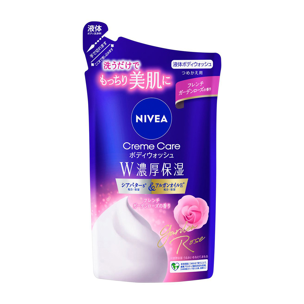 ニベア　クリームケアボディウォッシュ　W濃厚保湿　フレンチガーデンローズの香り　つめかえ用　３４０ｍｌ