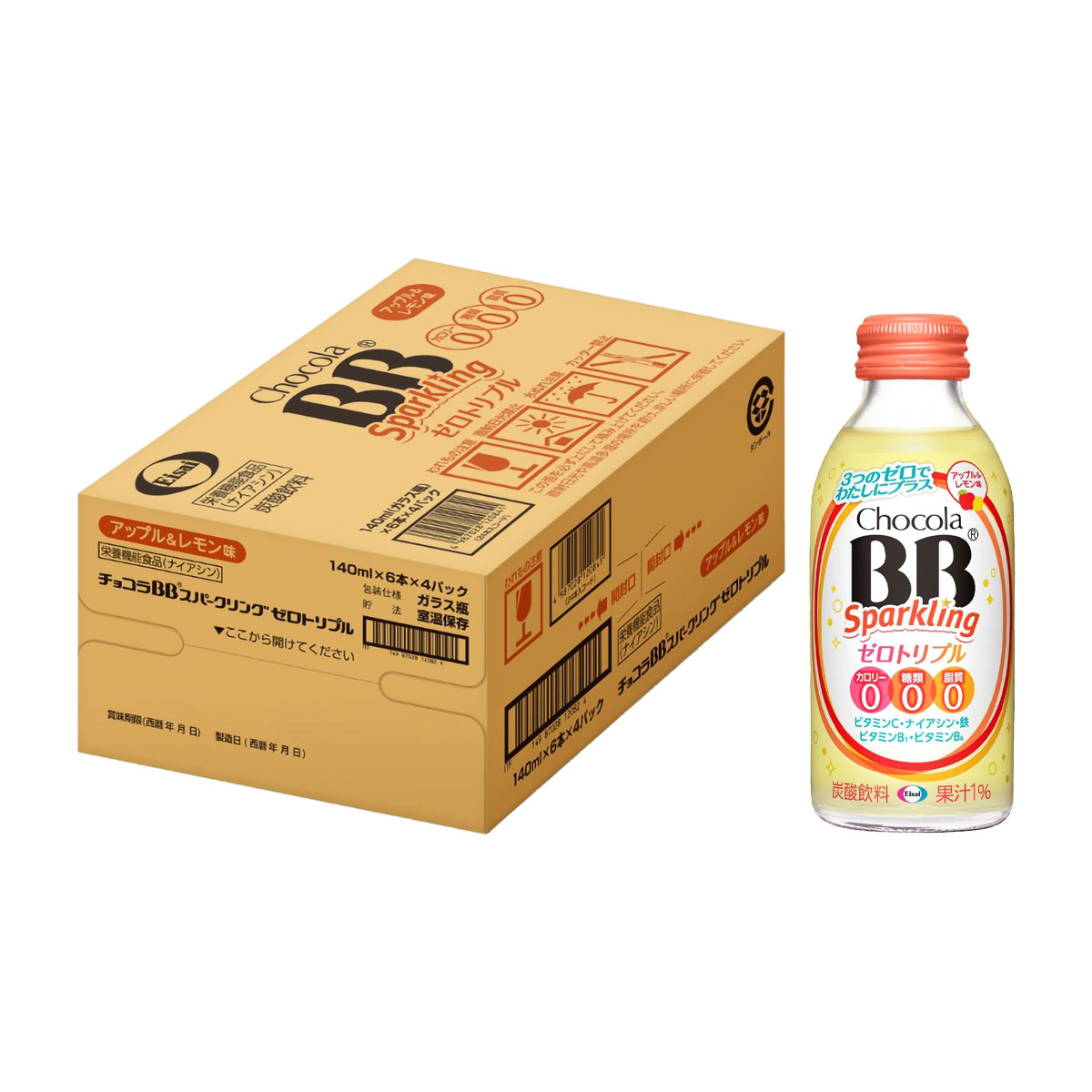 チョコラBB スパークリング ゼロトリプル 140ml×24本 アップル&レモン