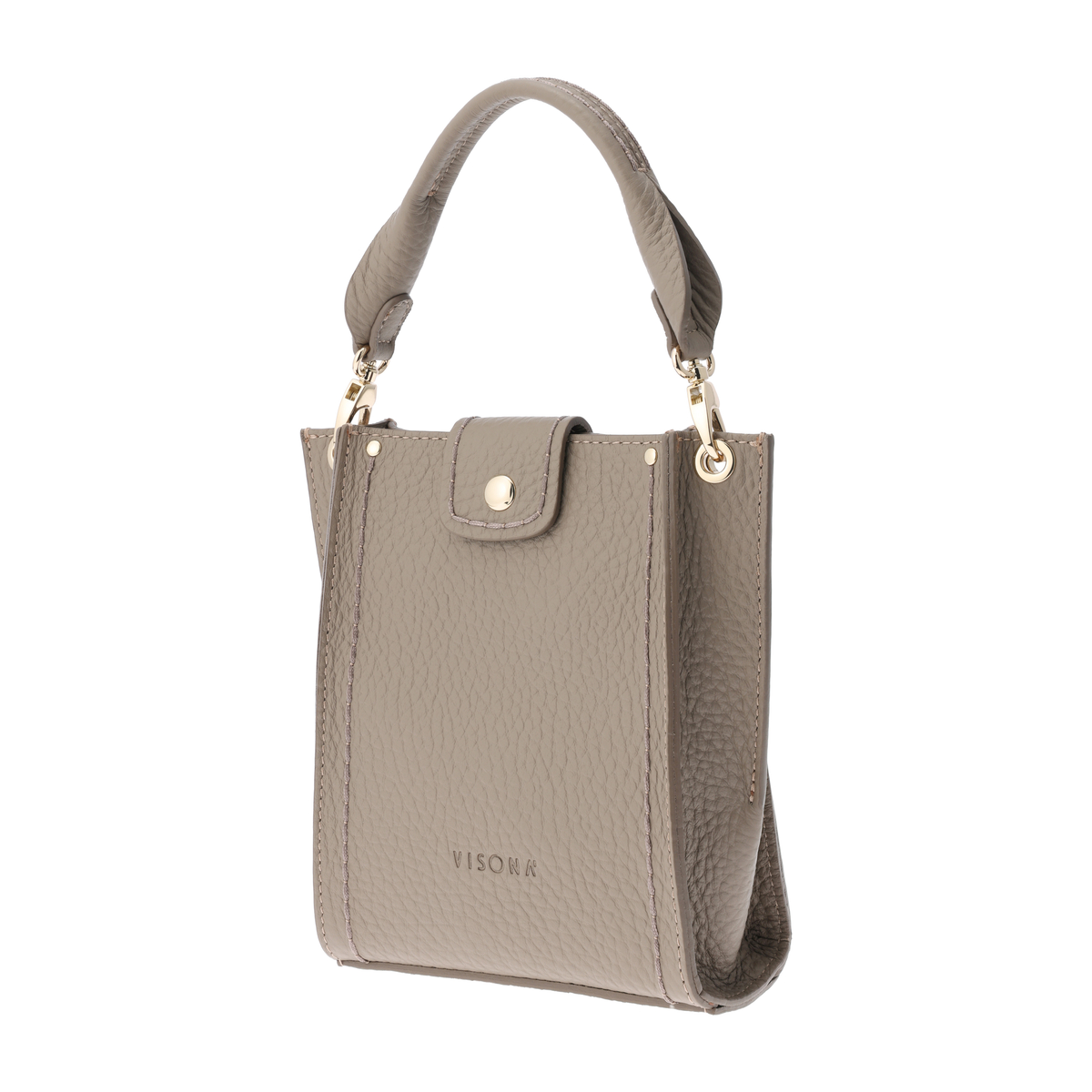 VISONA カーフレザートップハンドルバッグ