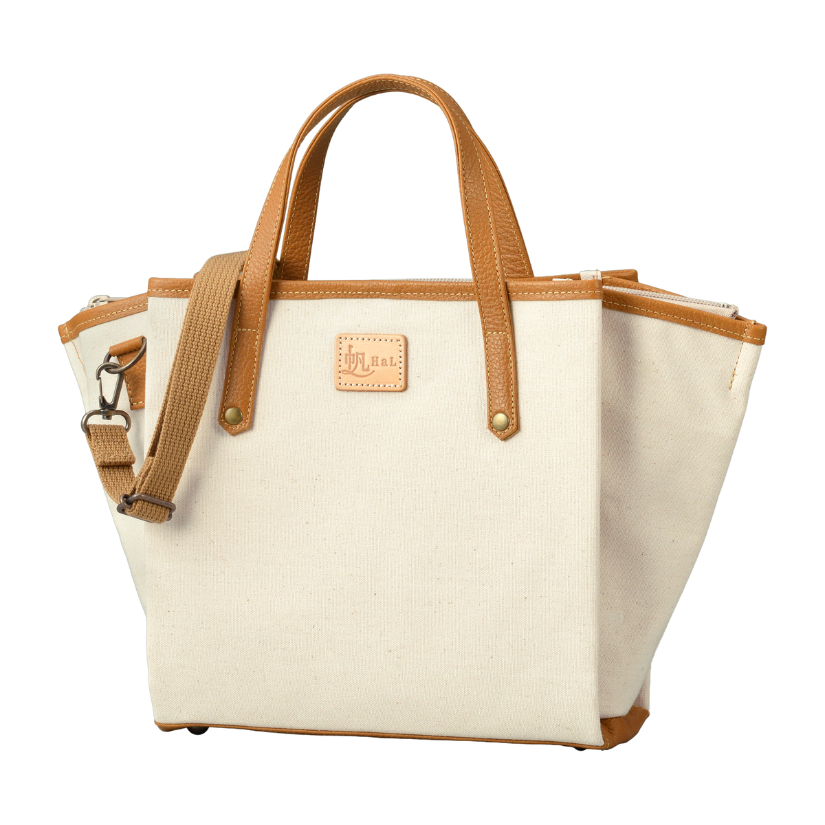 倉敷産帆布×姫路レザー プリーツショルダーバッグ