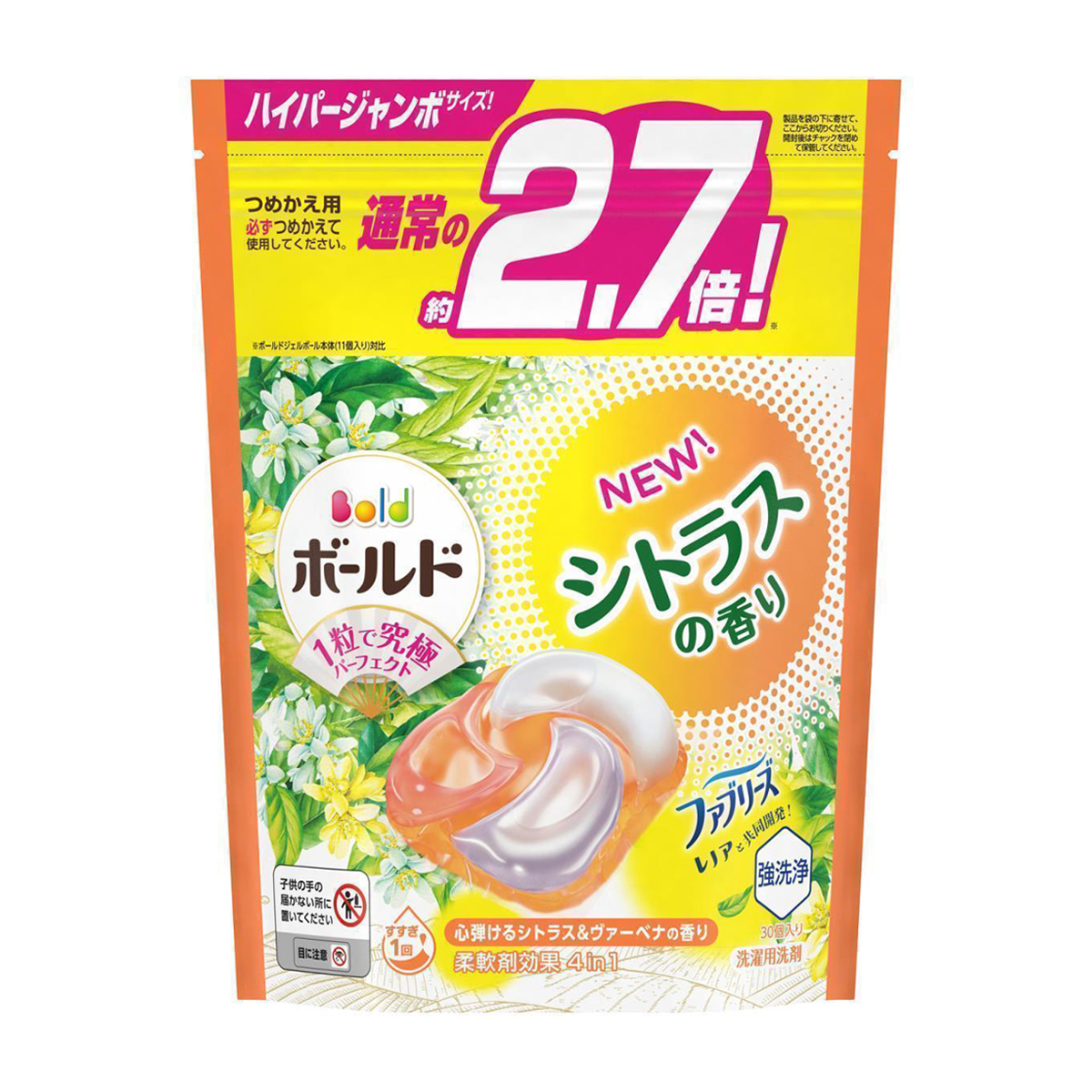 ボールド　ジェルボール　４ｉｎ１　シトラス＆ヴァーベナ　詰め替え　ハイパージャンボ　３０個