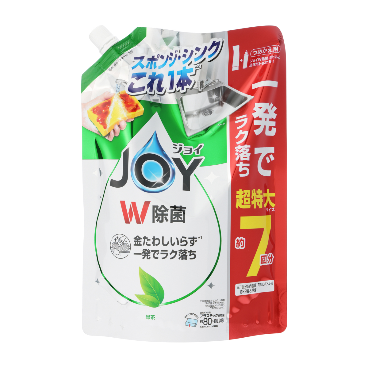 ジョイ　Ｗ除菌　食器用洗剤　緑茶　詰め替え　超特大　９３０ｍｌ