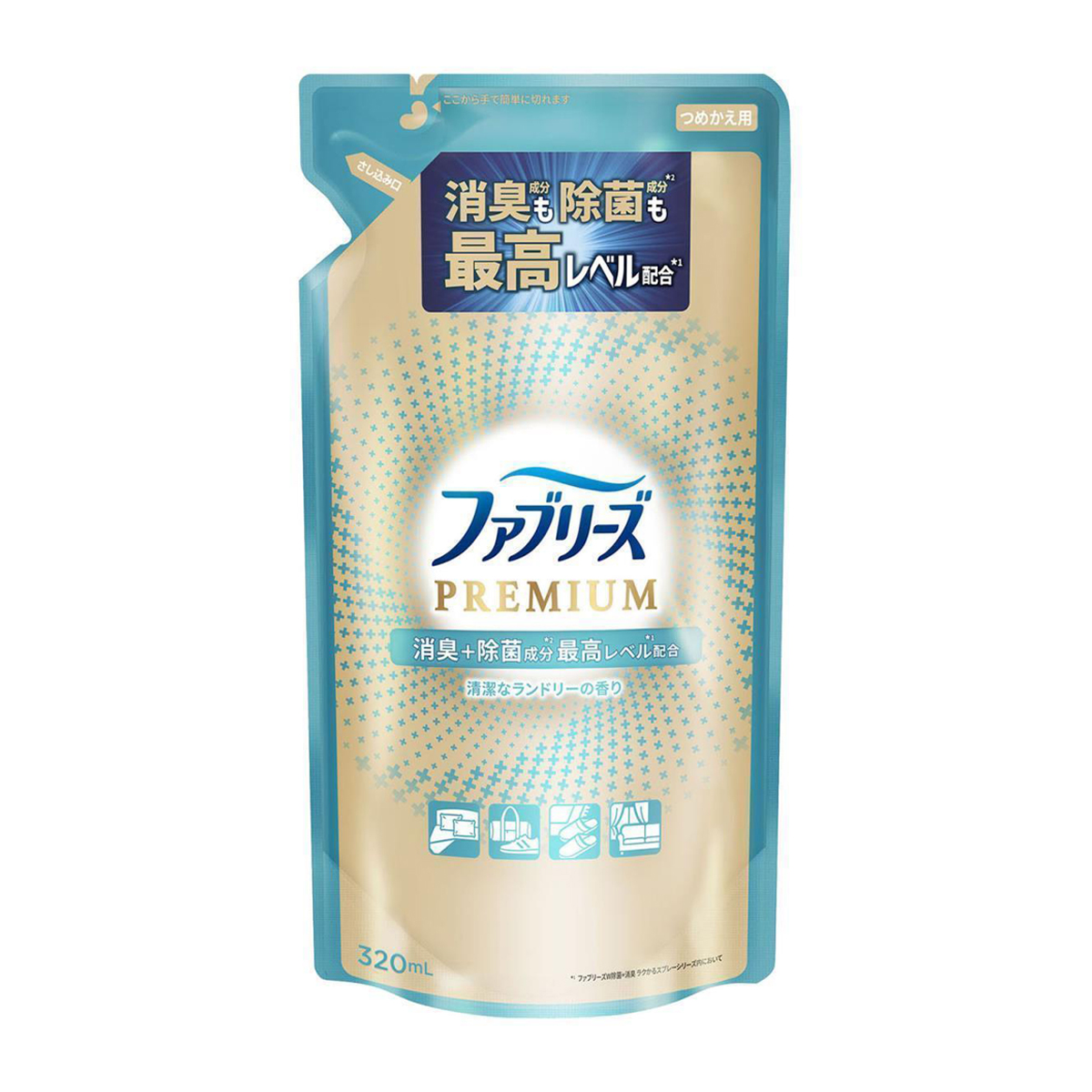 ファブリーズ　Ｗ除菌＋消臭　ＰＲＥＭＩＵＭ　清潔なランドリーの香り　つめかえ　３２０ｍｌ