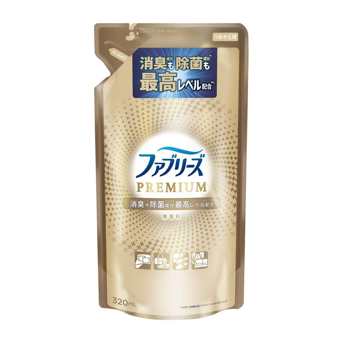 ファブリーズ　Ｗ除菌＋消臭　ＰＲＥＭＩＵＭ　無香料　つめかえ　３２０ｍｌ