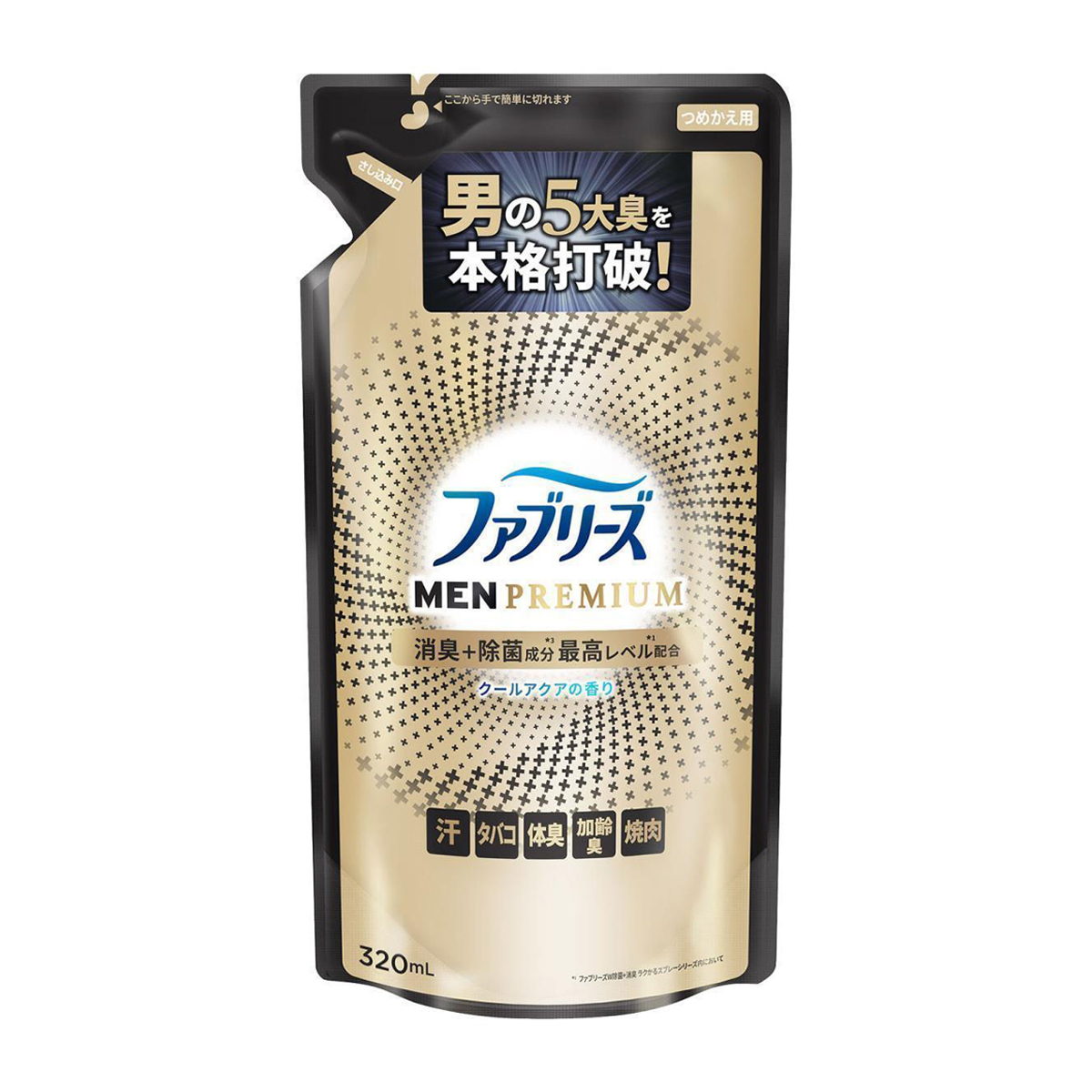 ファブリーズ　Ｗ除菌＋消臭　ＭＥＮ　ＰＲＥＭＩＵＭ　クールアクアの香り　つめかえ　３２０ｍｌ