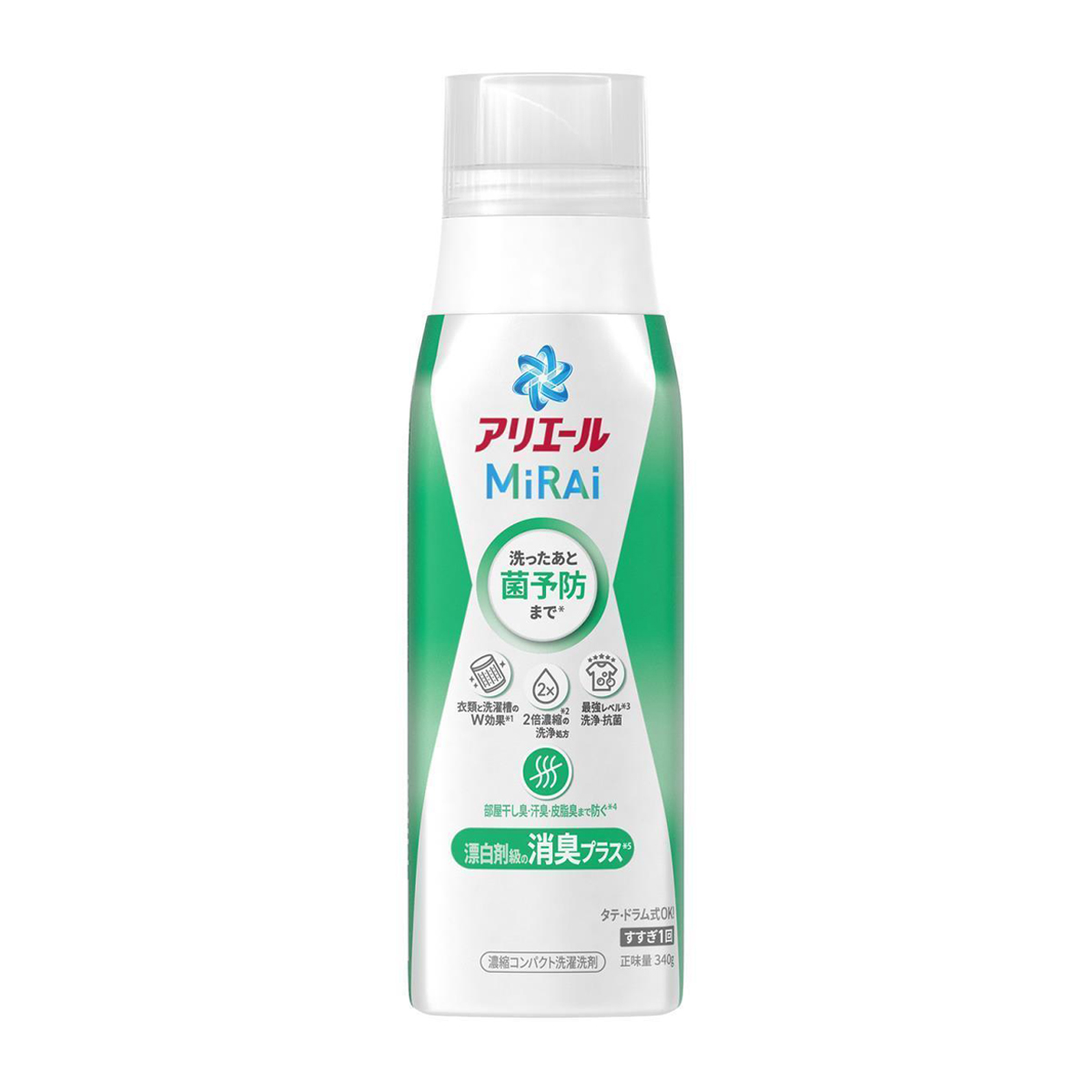 アリエール　洗濯洗剤　ＭｉＲＡｉ　漂白剤級の消臭プラス　本体　３４０ｇ