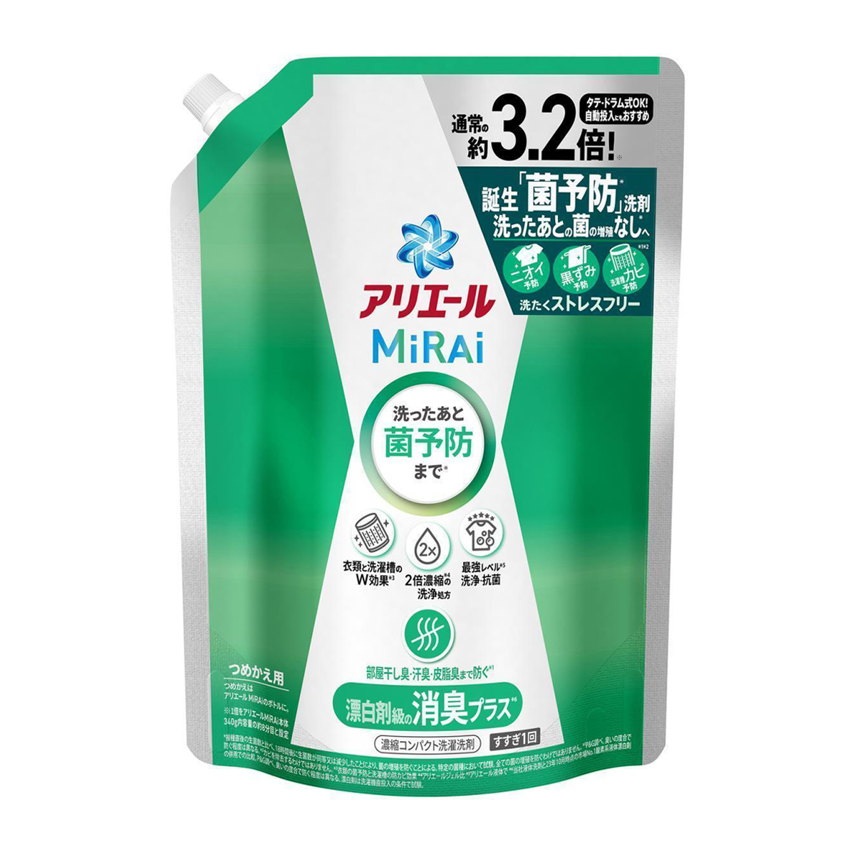 アリエール　洗濯洗剤　ＭｉＲＡｉ　漂白剤級の消臭プラス　詰め替え　９２０ｇ