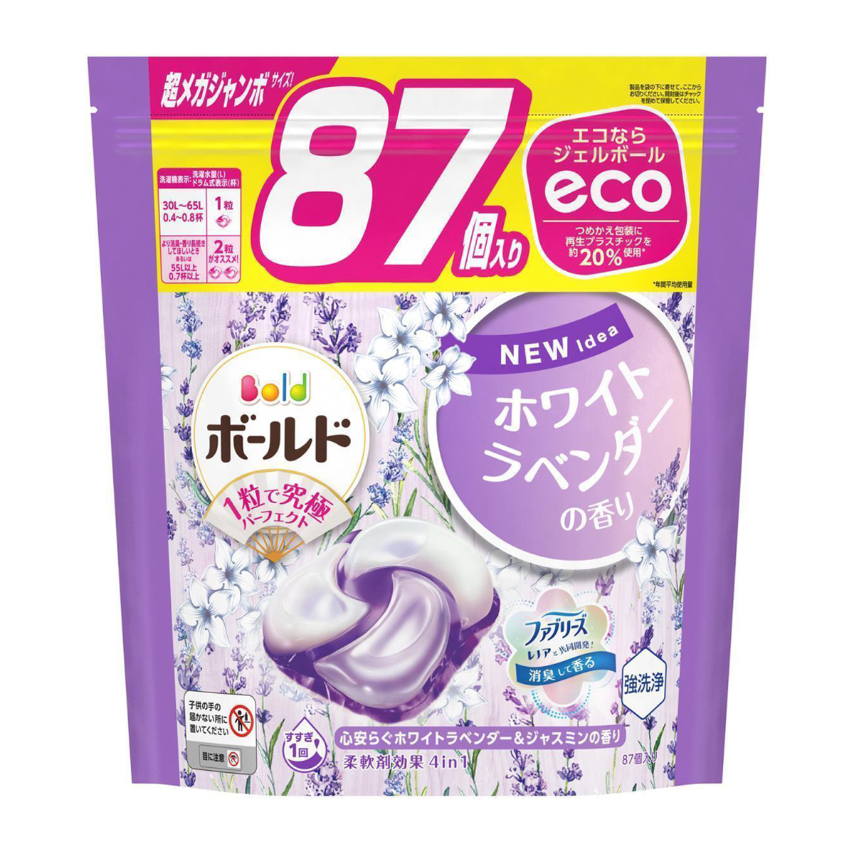 ボールド　ジェルボール　４ｉｎ１　ホワイトラベンダー＆ジャスミン　詰め替え　超メガジャンボ　８７個