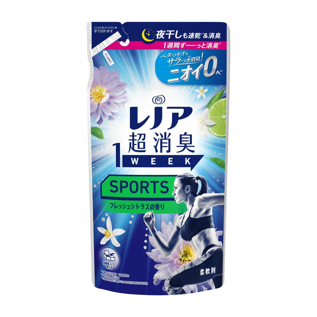 レノア　超消臭１ＷＥＥＫ　柔軟剤　ＳＰＯＲＴＳ　フレッシュシトラス　詰替え　３７０ｍｌ