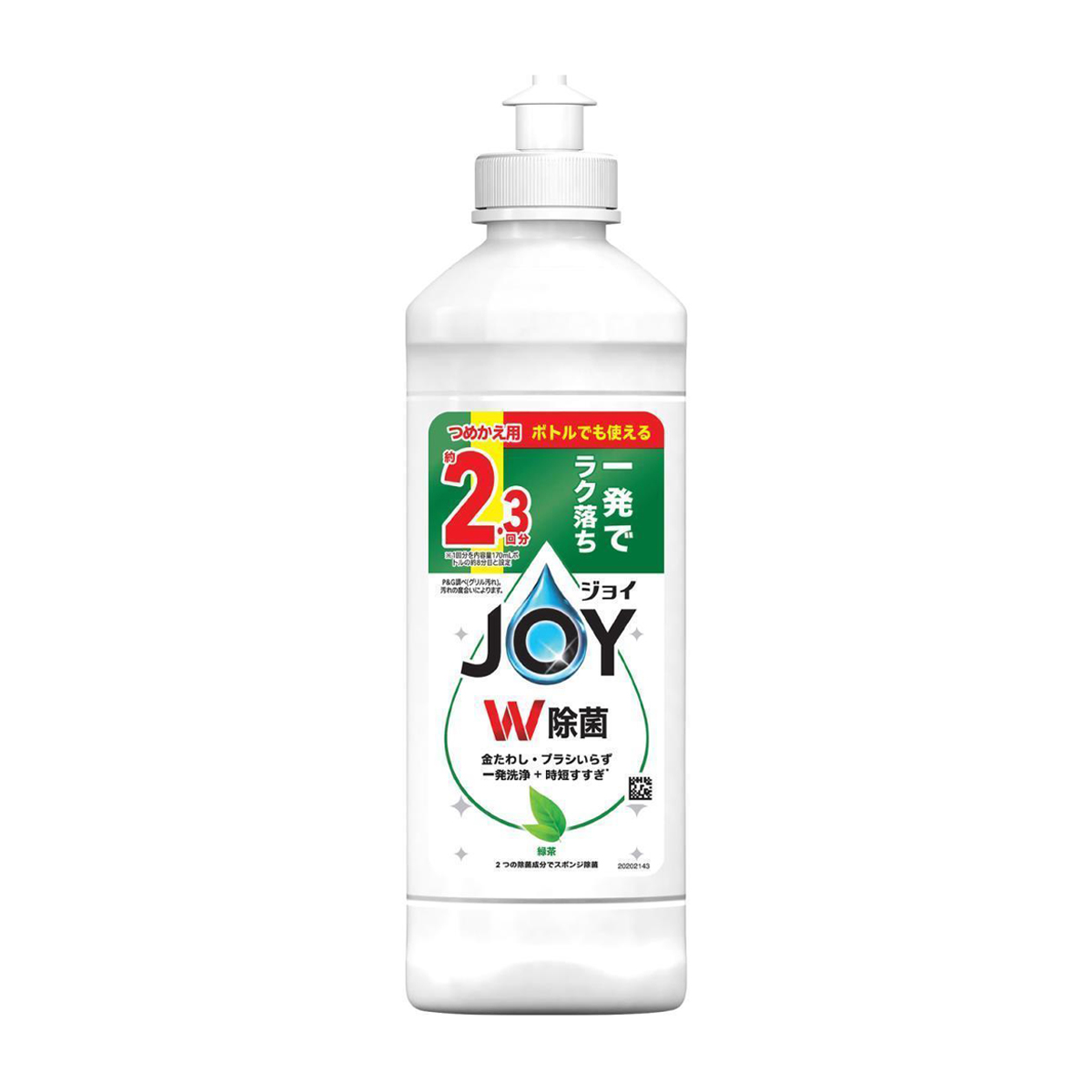 ジョイ　Ｗ除菌　食器用洗剤　緑茶　キャップ付き　詰め替え　３００ｍｌ