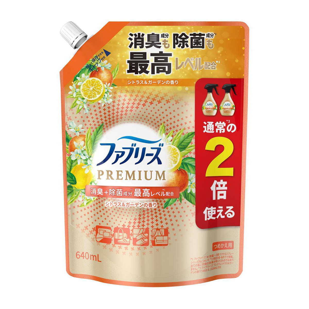 ファブリーズ　ＰＲＥＭＩＵＭ　シトラス＆ガーデンの香り　つめかえ用　特大　６４０ｍｌ