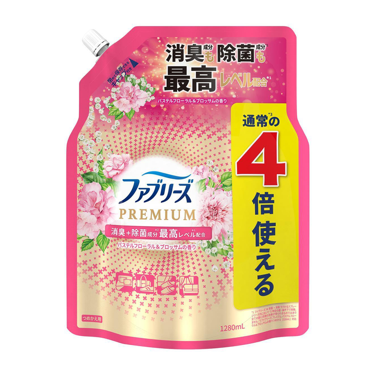 ファブリーズ　ＰＲＥＭＩＵＭ　パステルフローラル＆ブロッサムの香り　つめかえ用　４回分　１２８０ｍｌ