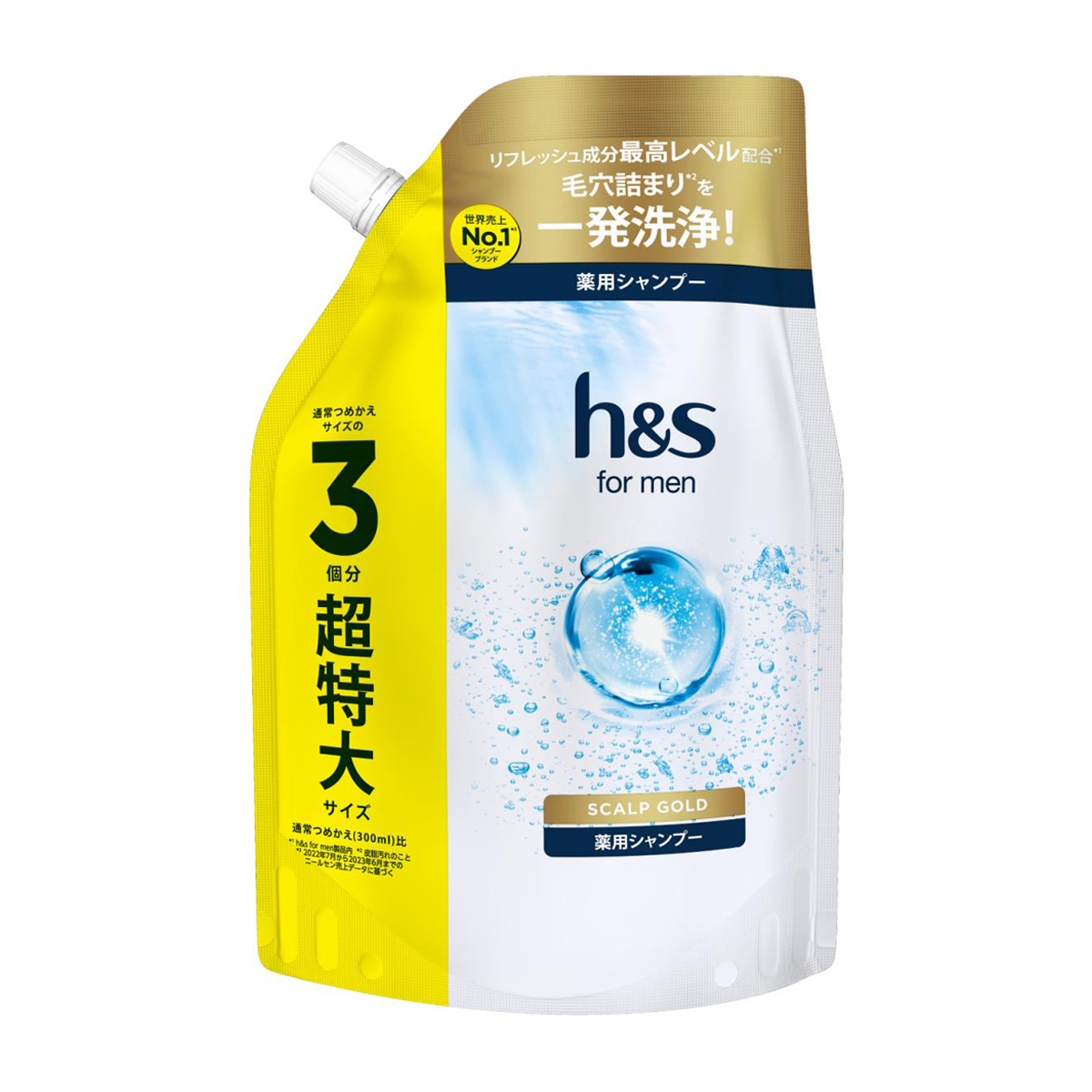 ｈ＆ｓ　ｆｏｒ　ｍｅｎ　スカルプゴールド　薬用シャンプー　詰め替え　超特大　９００ｍｌ
