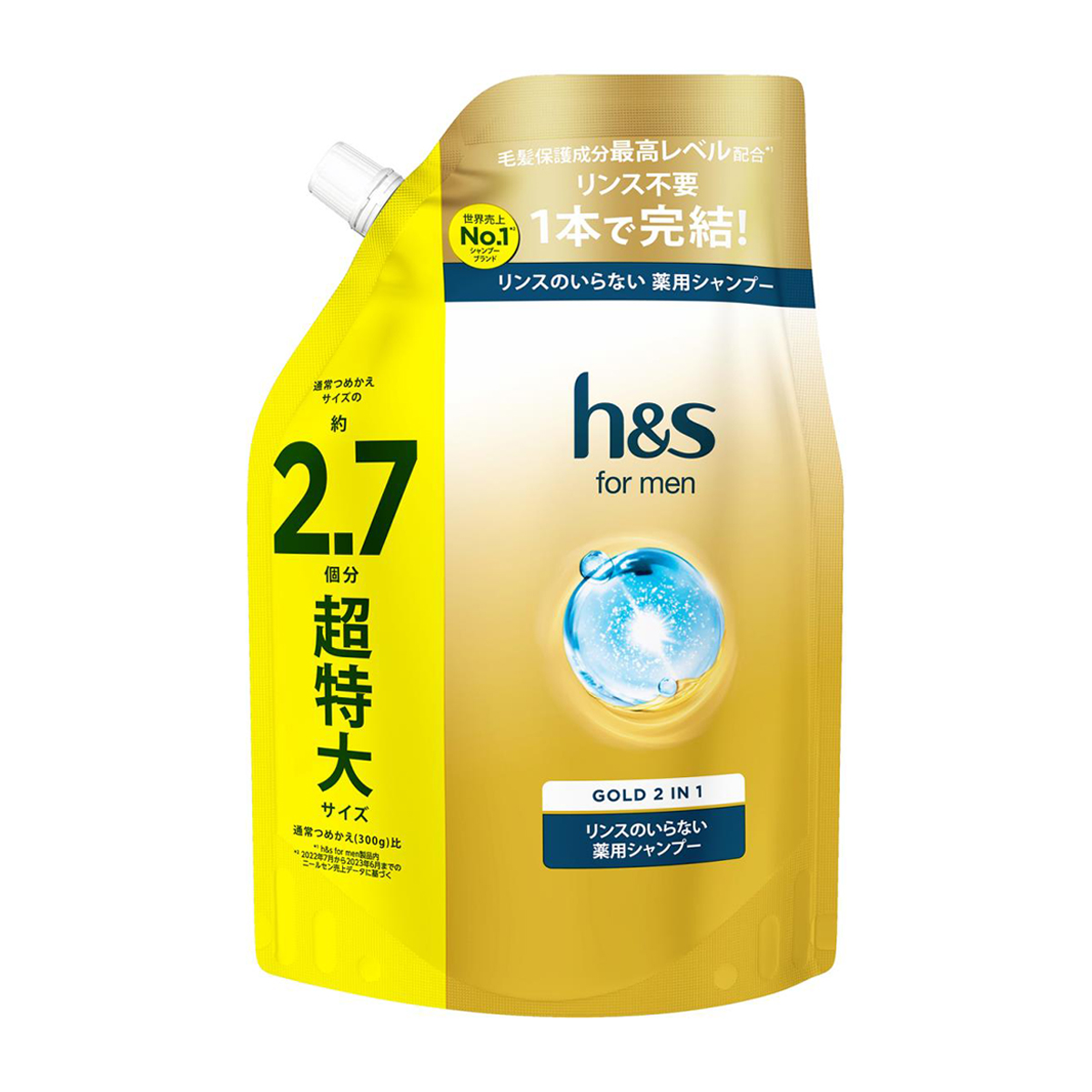 ｈ＆ｓ　ｆｏｒ　ｍｅｎ　ゴールド　２イン１　薬用シャンプー　詰め替え　超特大　８００ｇ