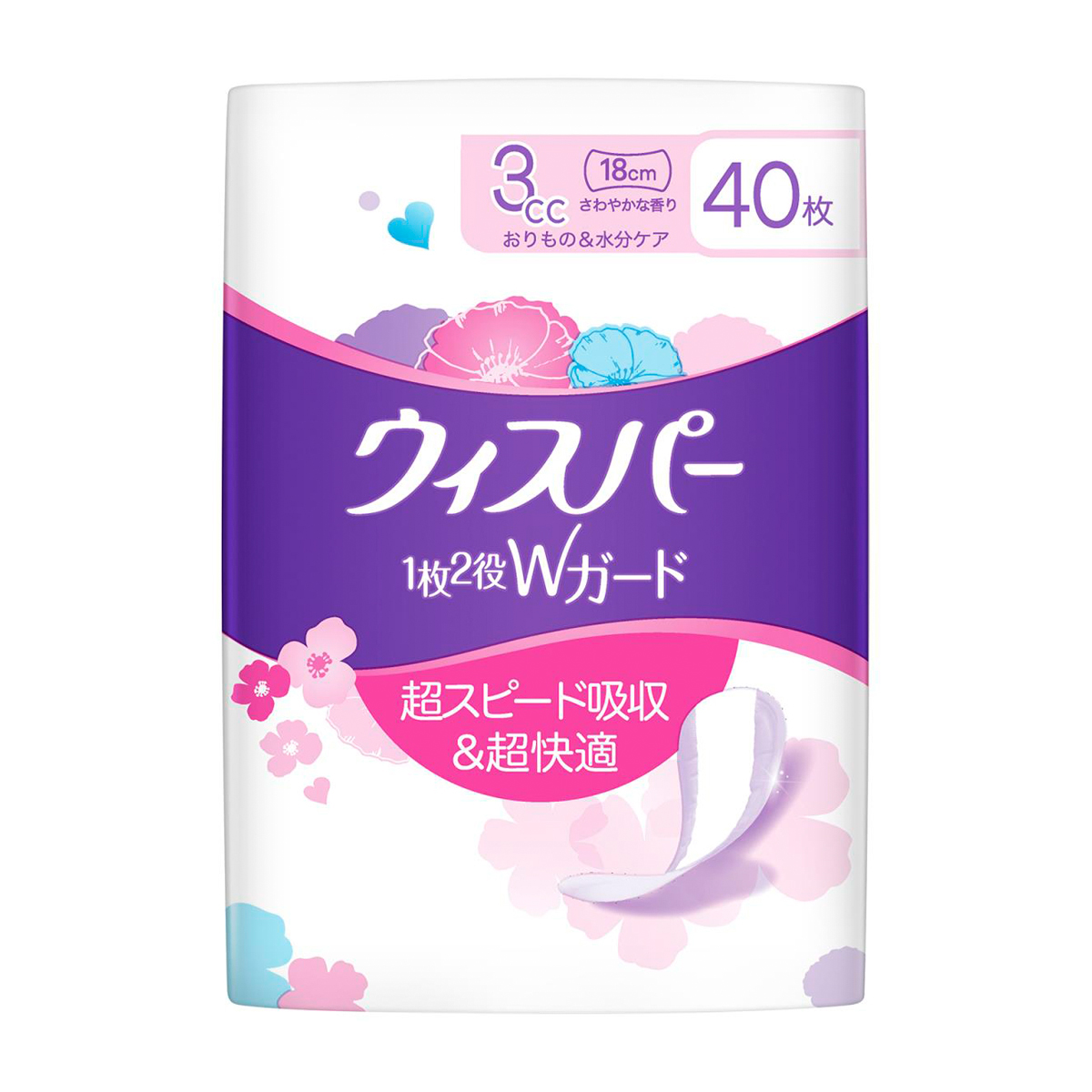 ウィスパー 1枚2役Wガード 3cc おりもの&水分ケア 40枚