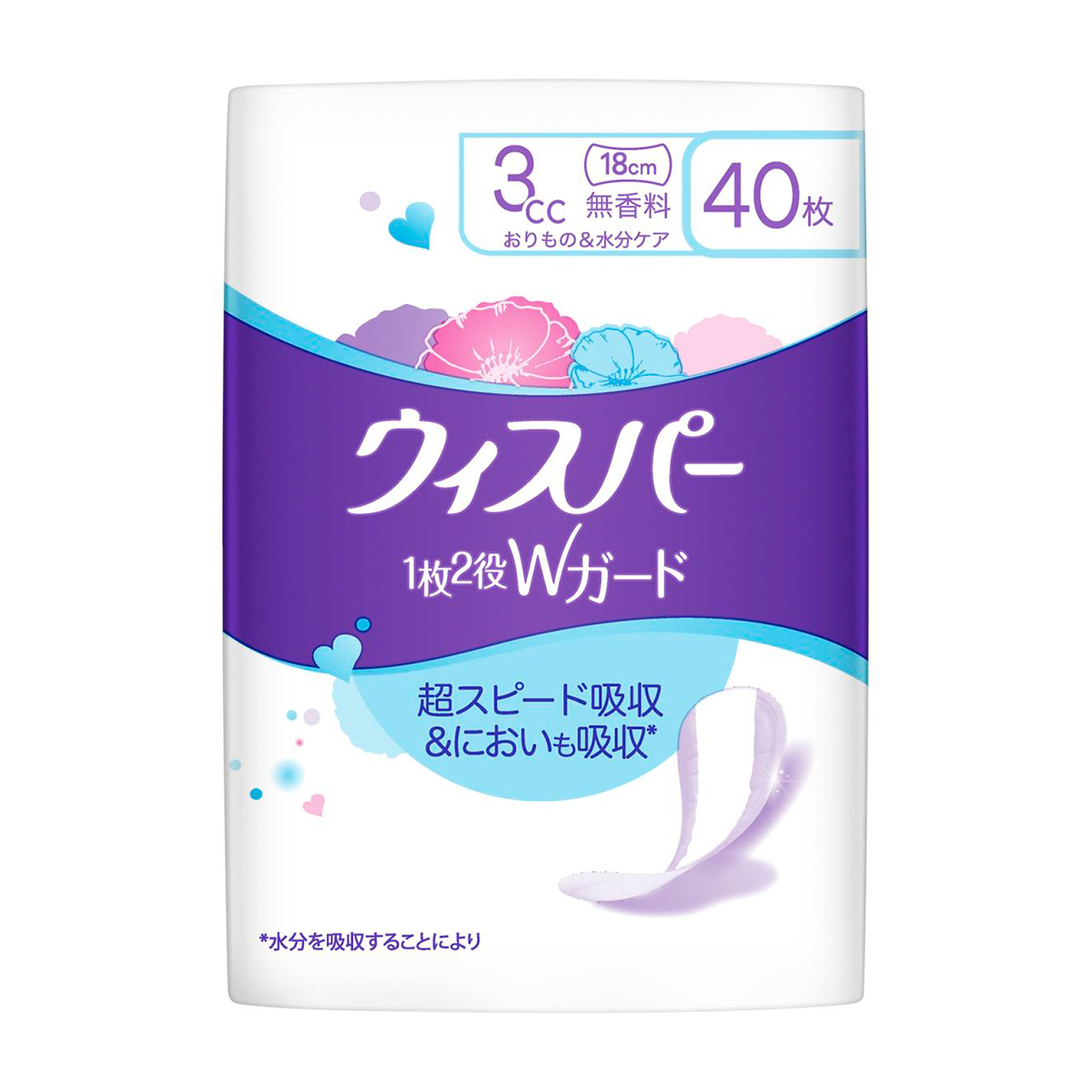 ウィスパー 1枚2役Wガード 3cc 40枚 おりもの&水分ケア 40枚