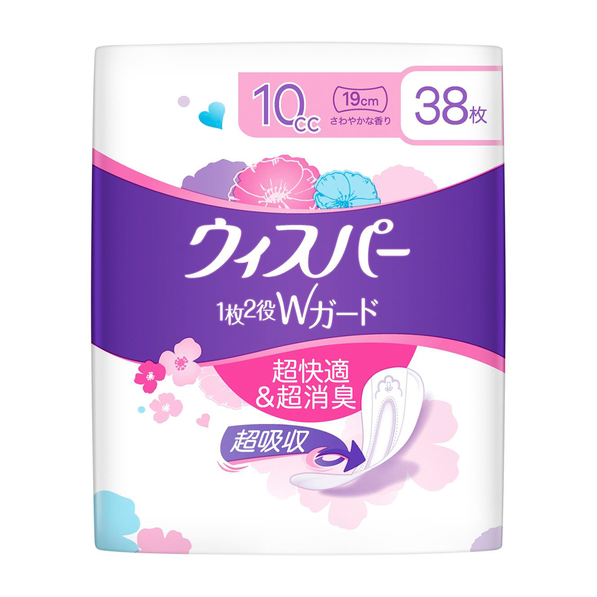 ウィスパー 1枚2役Wガード 10cc おりもの&水分ケア 38枚