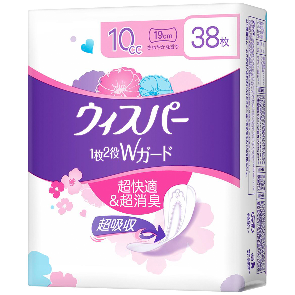 ウィスパー 1枚2役Wガード 10cc おりもの&水分ケア 38枚