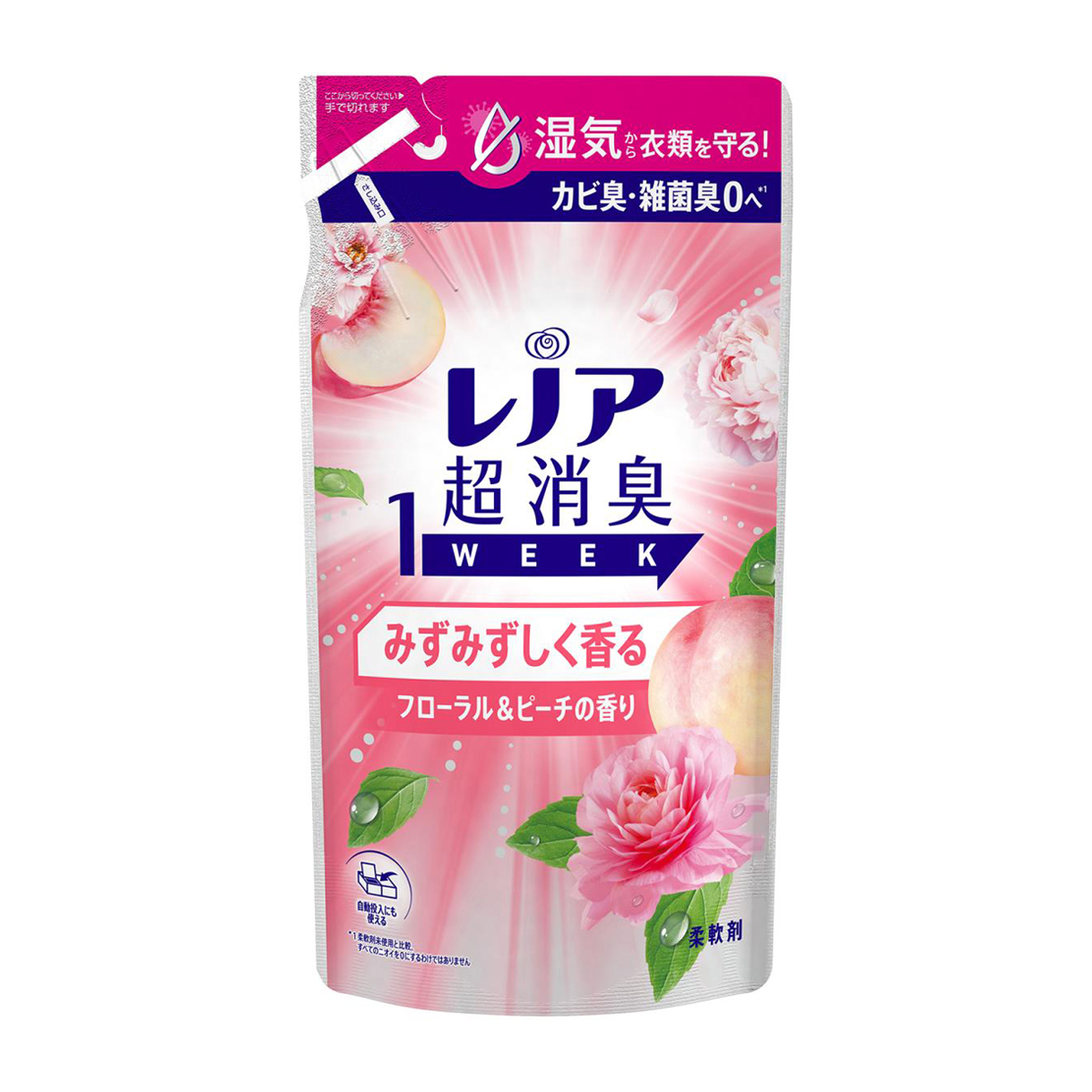 レノア 超消臭1WEEK 柔軟剤 みずみずしく香るフローラル&ピーチの香り 詰め替え 340ml