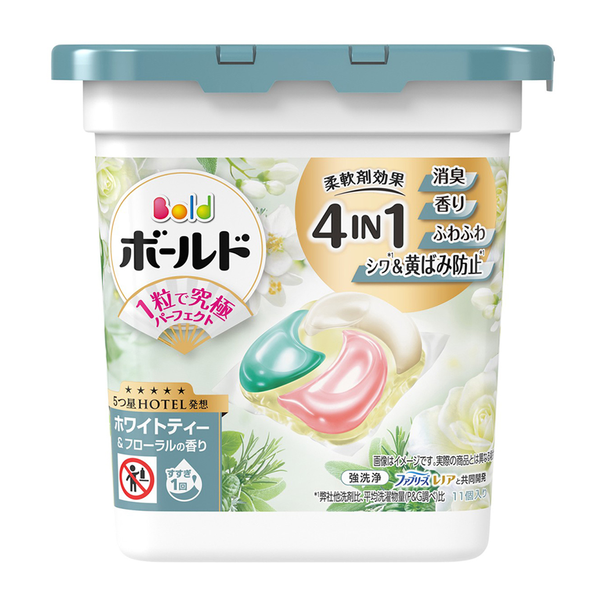 ボールド　洗濯洗剤　ジェルボール　４ｉｎ１　ホワイトティー＆フローラルの香り　本体　１１個