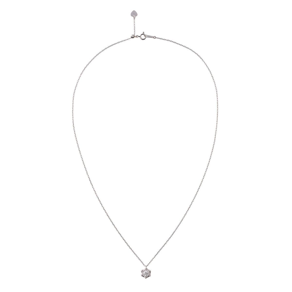 天然ダイヤモンドプラチナ 一粒風取巻きネックレス