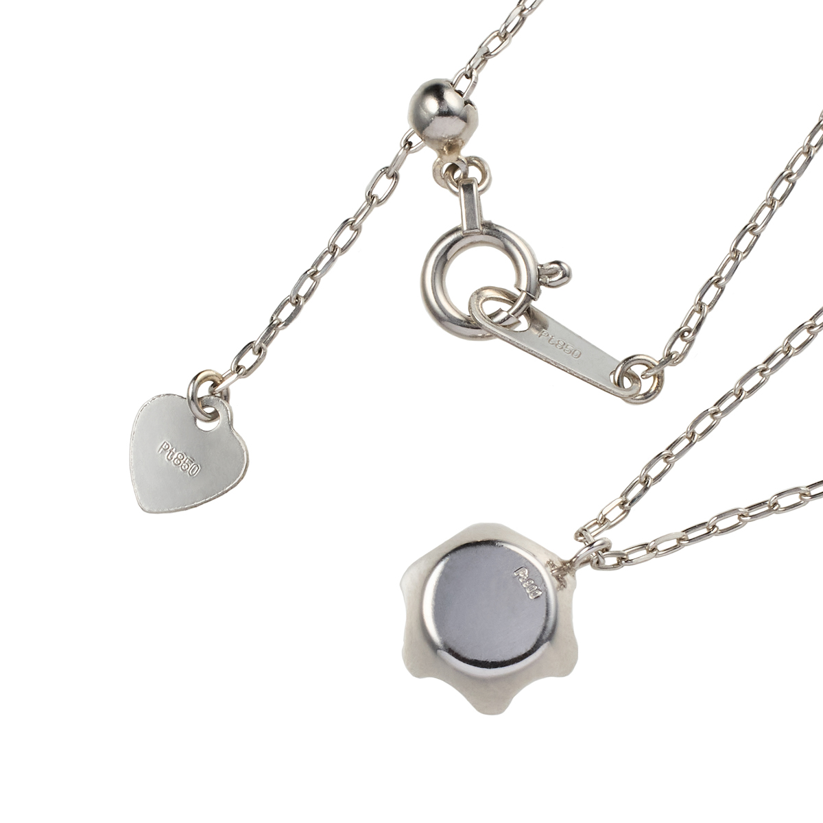 天然ダイヤモンドプラチナ 一粒風取巻きネックレス