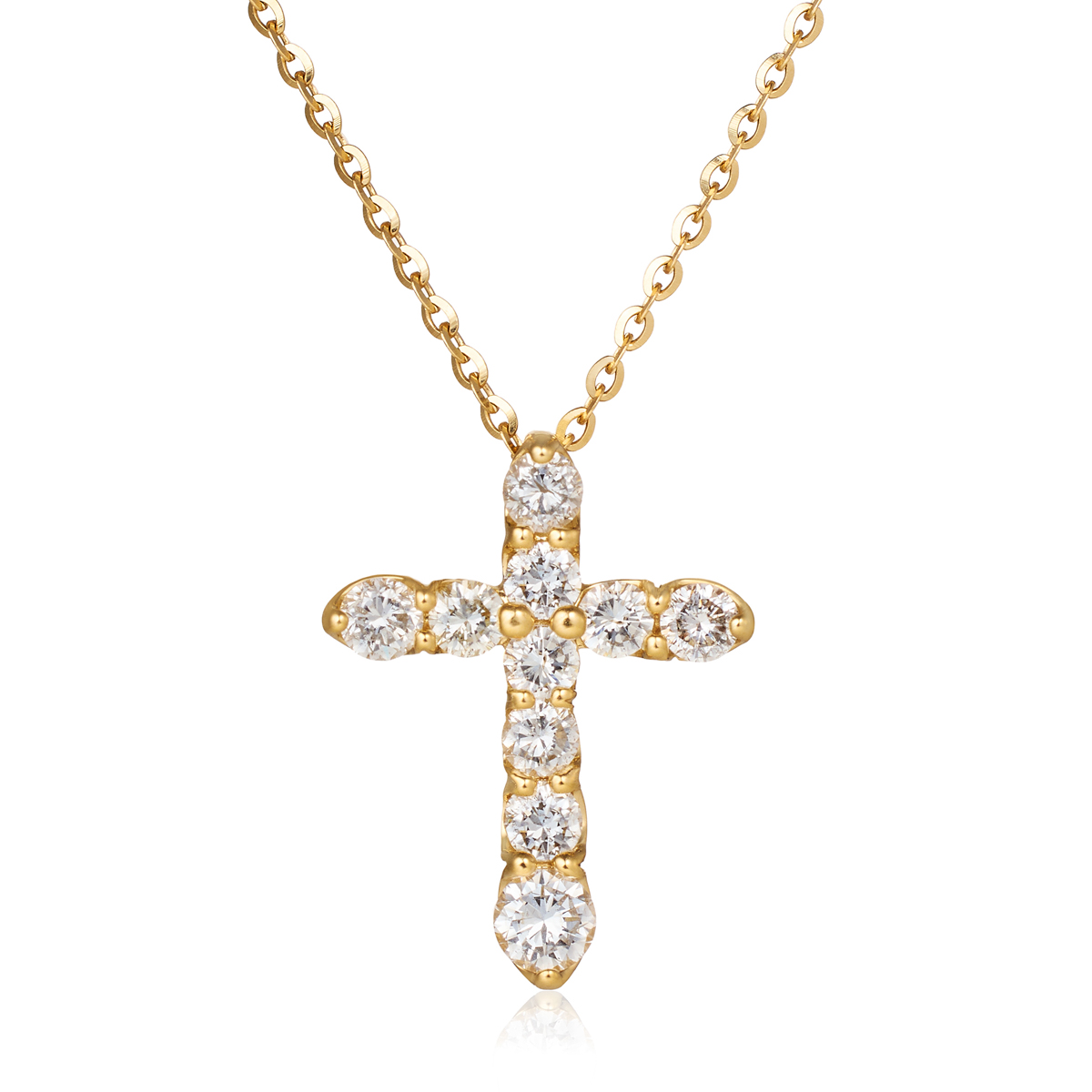 1ct 天然ダイヤモンドK18クロスネックレス