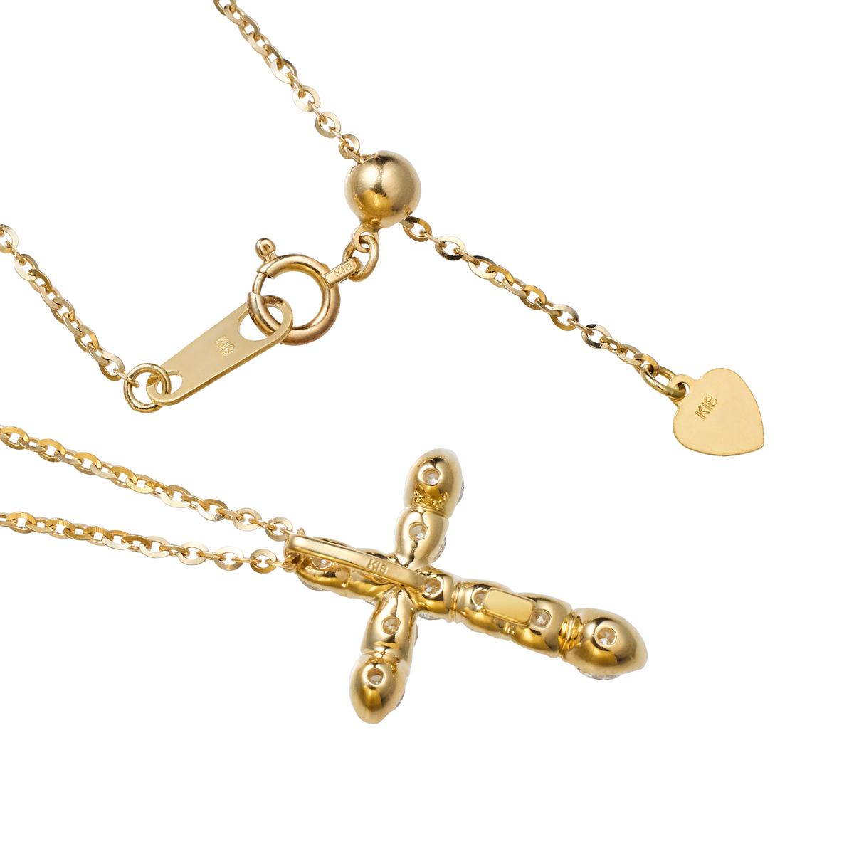 1ct 天然ダイヤモンドK18クロスネックレス