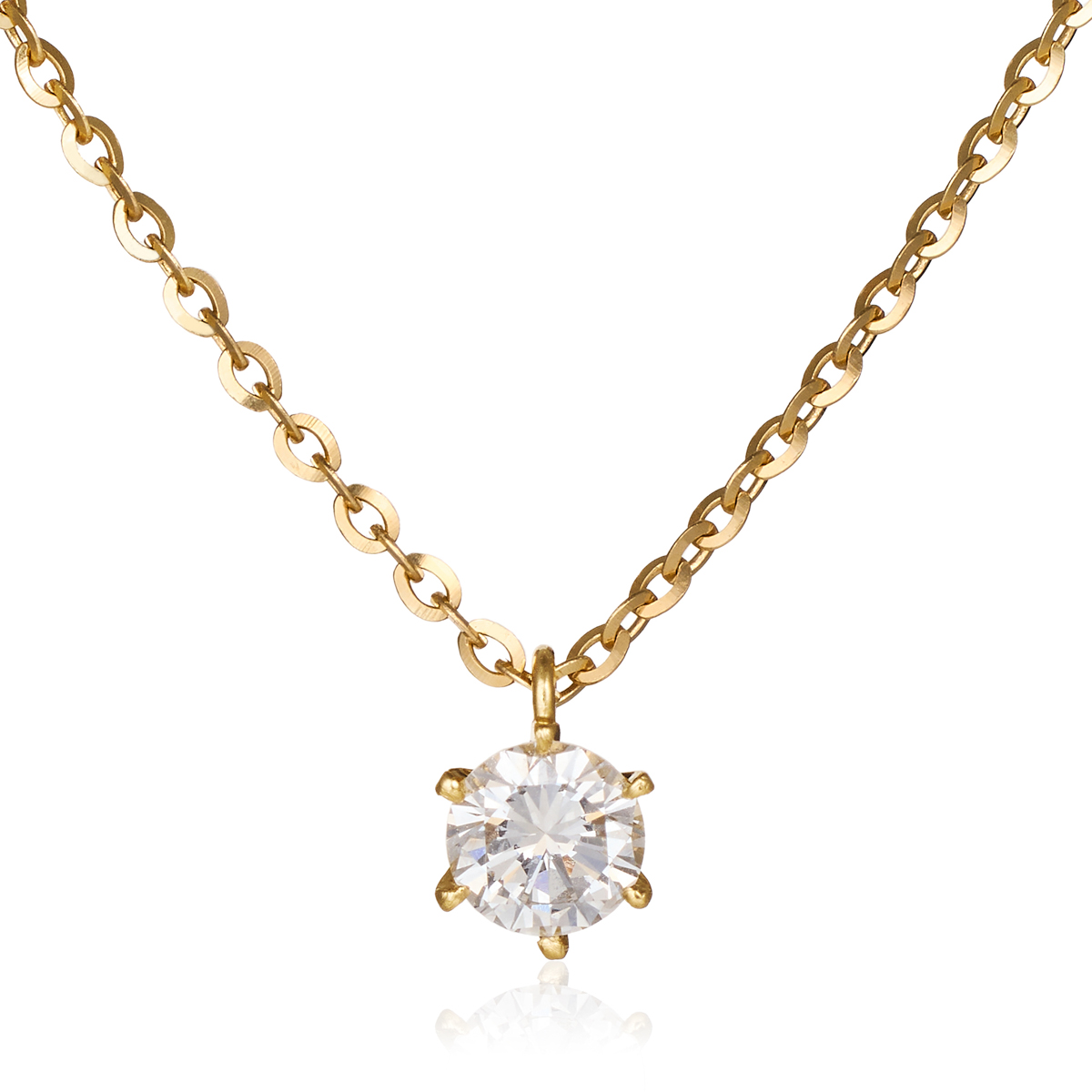 天然ダイヤモンドK18 0.3ct 一粒ネックレス