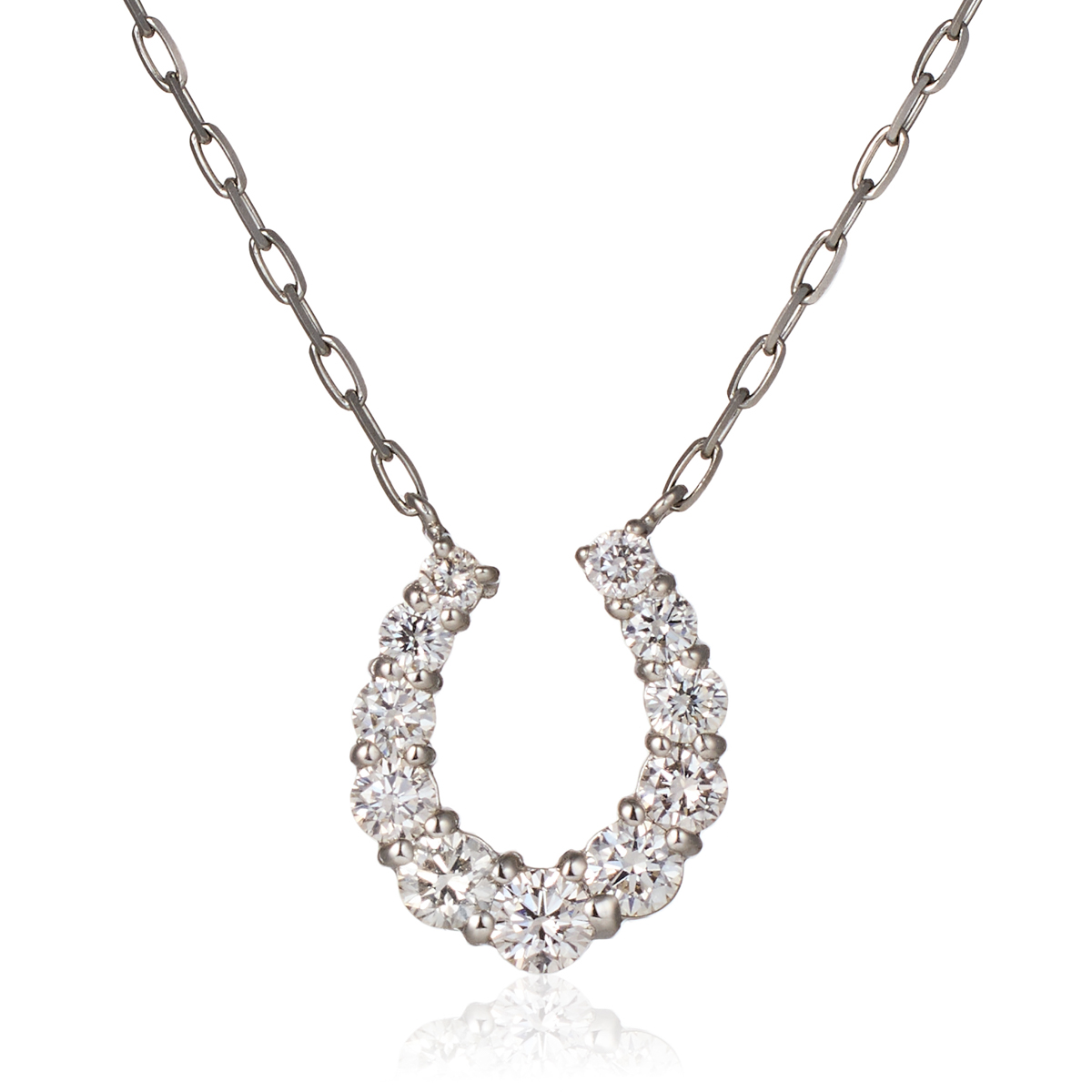 天然ダイヤモンドプラチナ馬蹄ネックレス