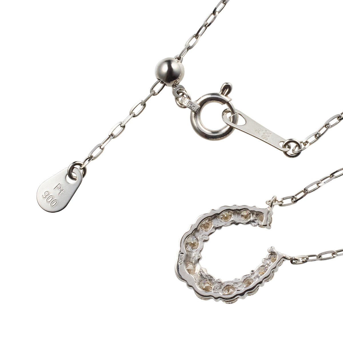 天然ダイヤモンドプラチナ馬蹄ネックレス