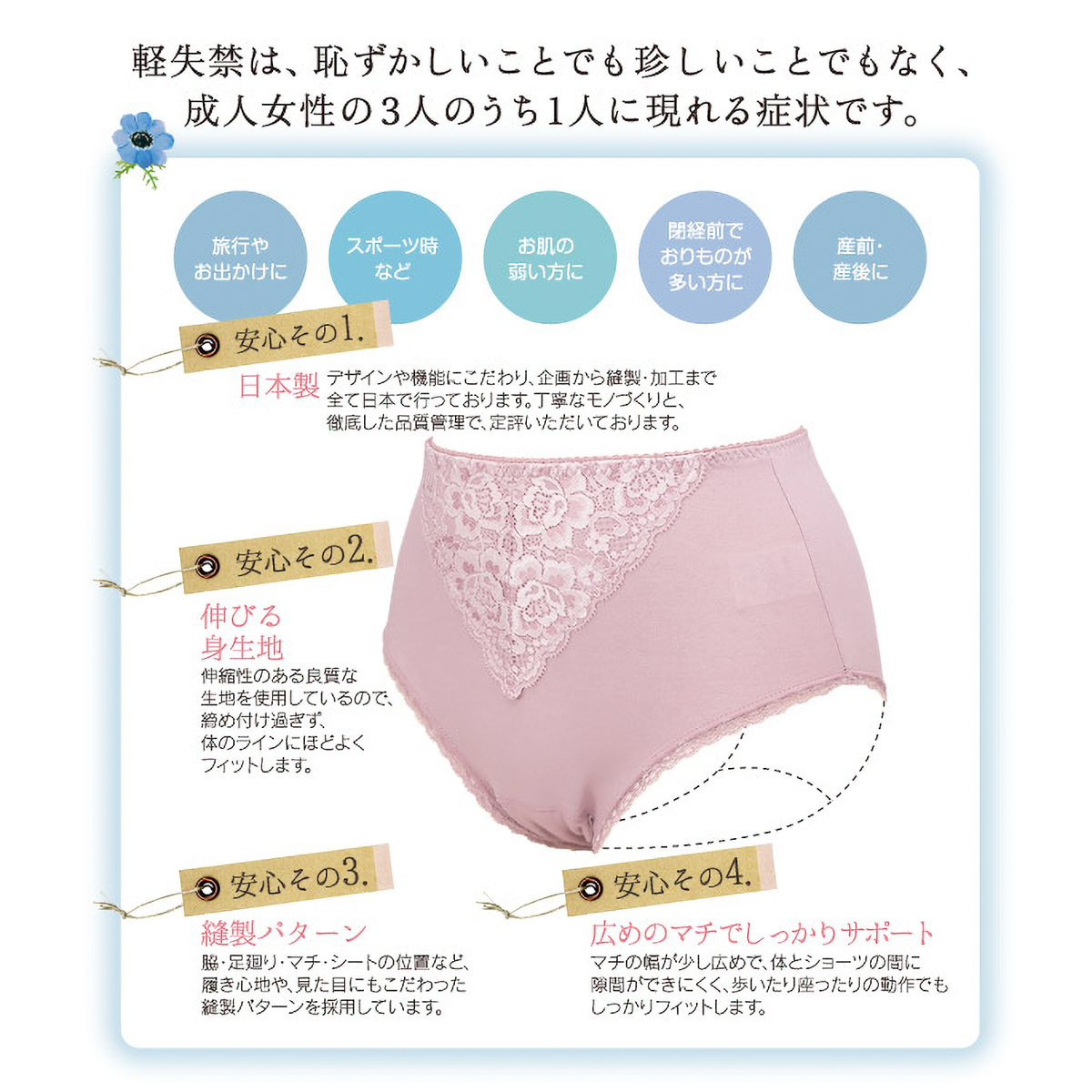 吸水ショーツ(20cc)　ベージュ