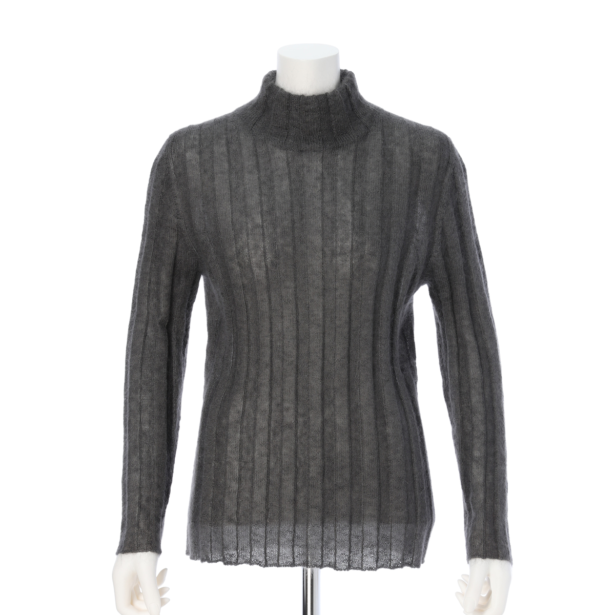 【GAUGE】モヘアシルク　ワイドリブモックネックプルオーバー